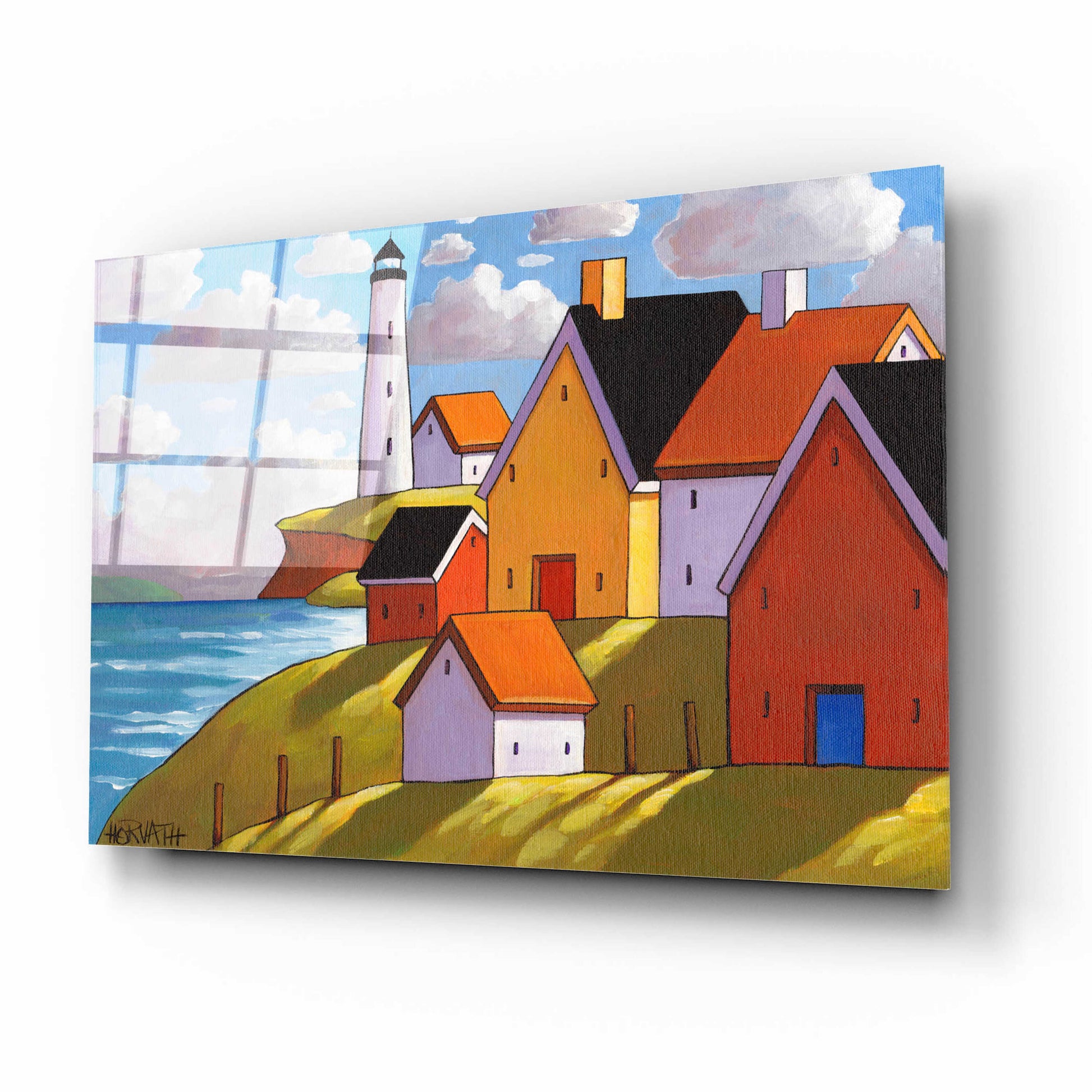 Epic Art 'Lighthouse Cottage Hillside View ' by Cathy Horvath-Buchanan, Acrylic Glass Wall Art,16x12