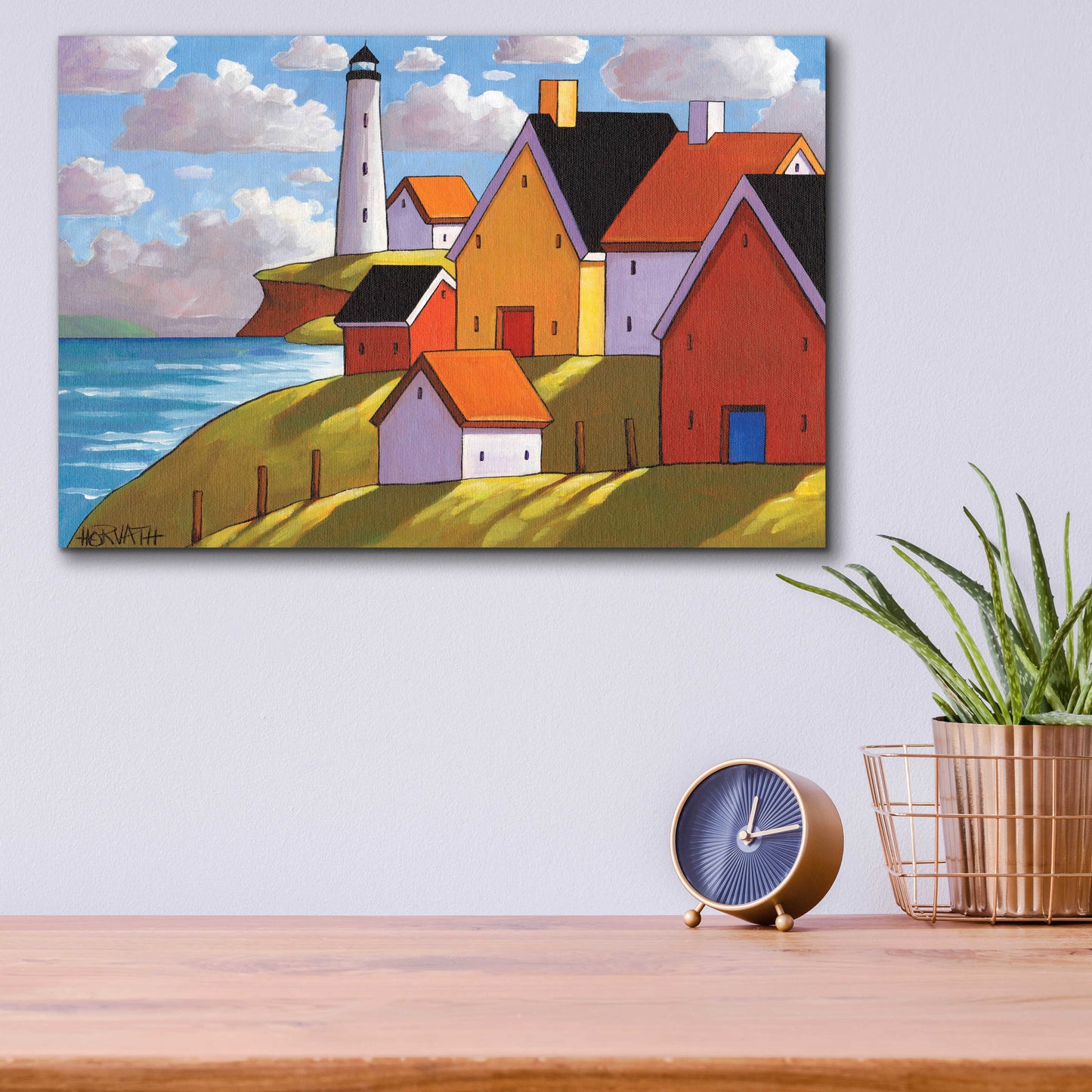 Epic Art 'Lighthouse Cottage Hillside View ' by Cathy Horvath-Buchanan, Acrylic Glass Wall Art,16x12