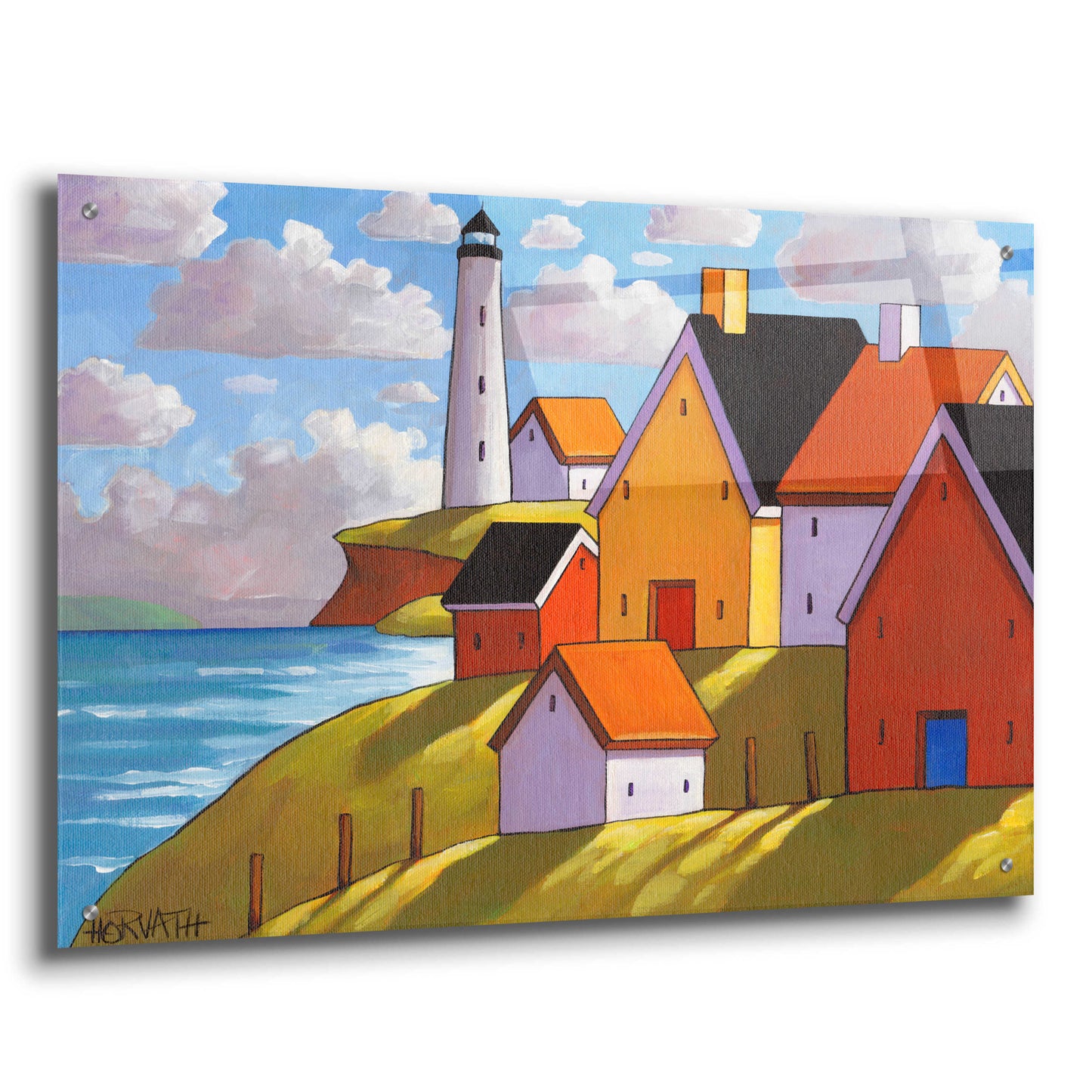 Epic Art 'Lighthouse Cottage Hillside View ' by Cathy Horvath-Buchanan, Acrylic Glass Wall Art,36x24