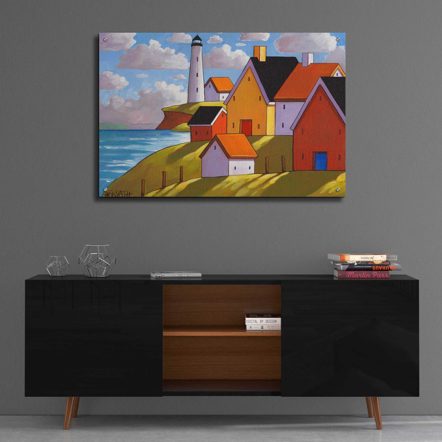 Epic Art 'Lighthouse Cottage Hillside View ' by Cathy Horvath-Buchanan, Acrylic Glass Wall Art,36x24