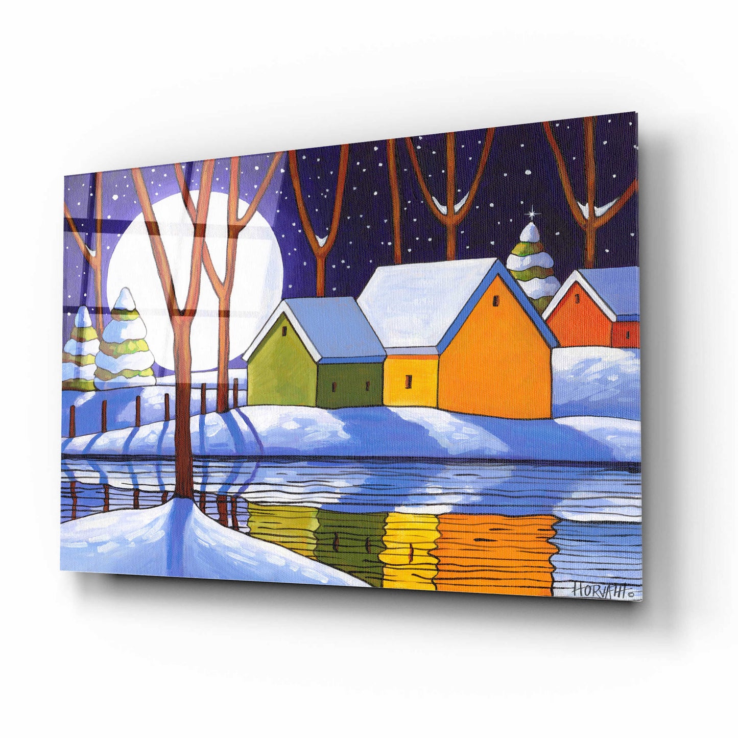 Epic Art 'Reflection Winter Night' by Cathy Horvath-Buchanan, Acrylic Glass Wall Art,16x12