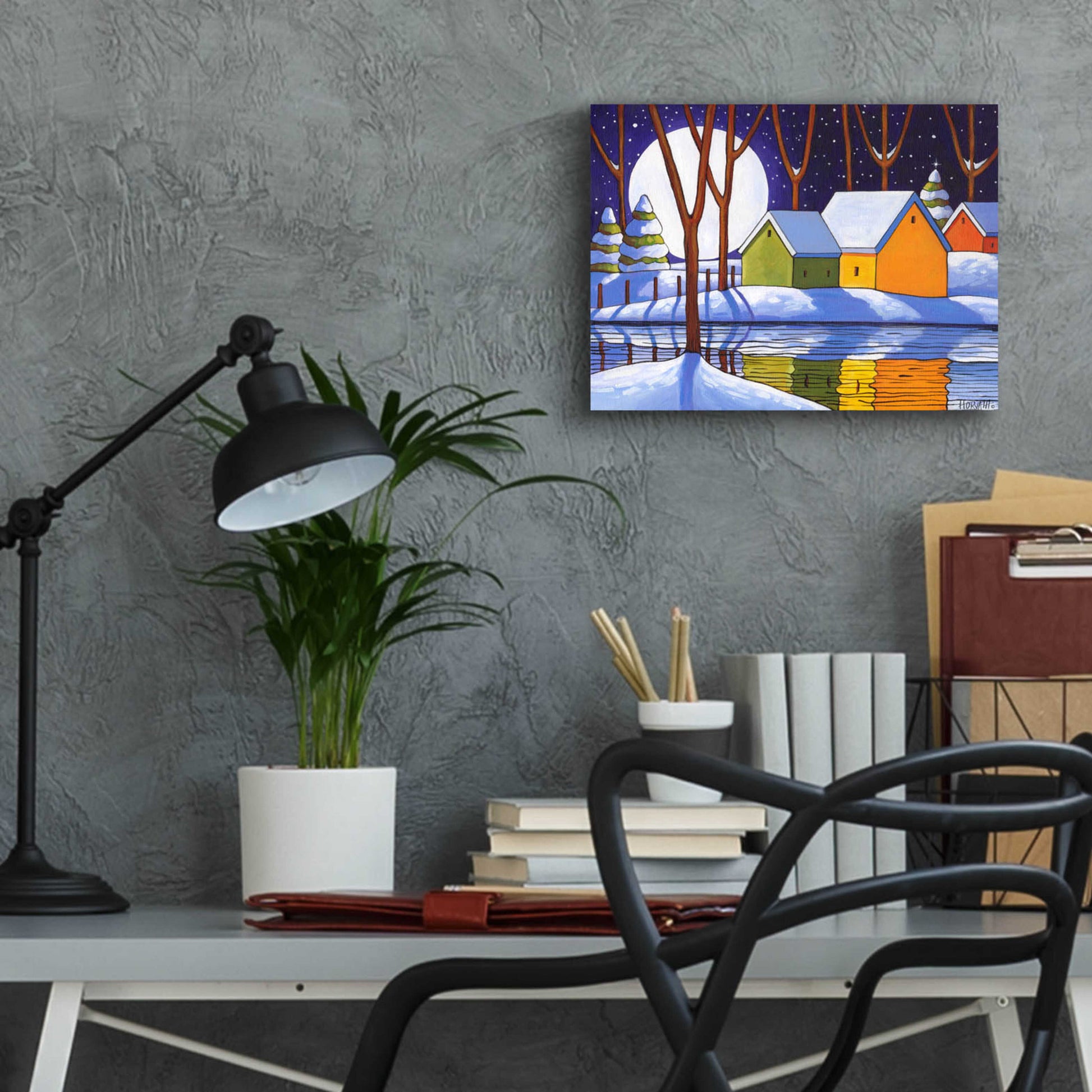 Epic Art 'Reflection Winter Night' by Cathy Horvath-Buchanan, Acrylic Glass Wall Art,16x12