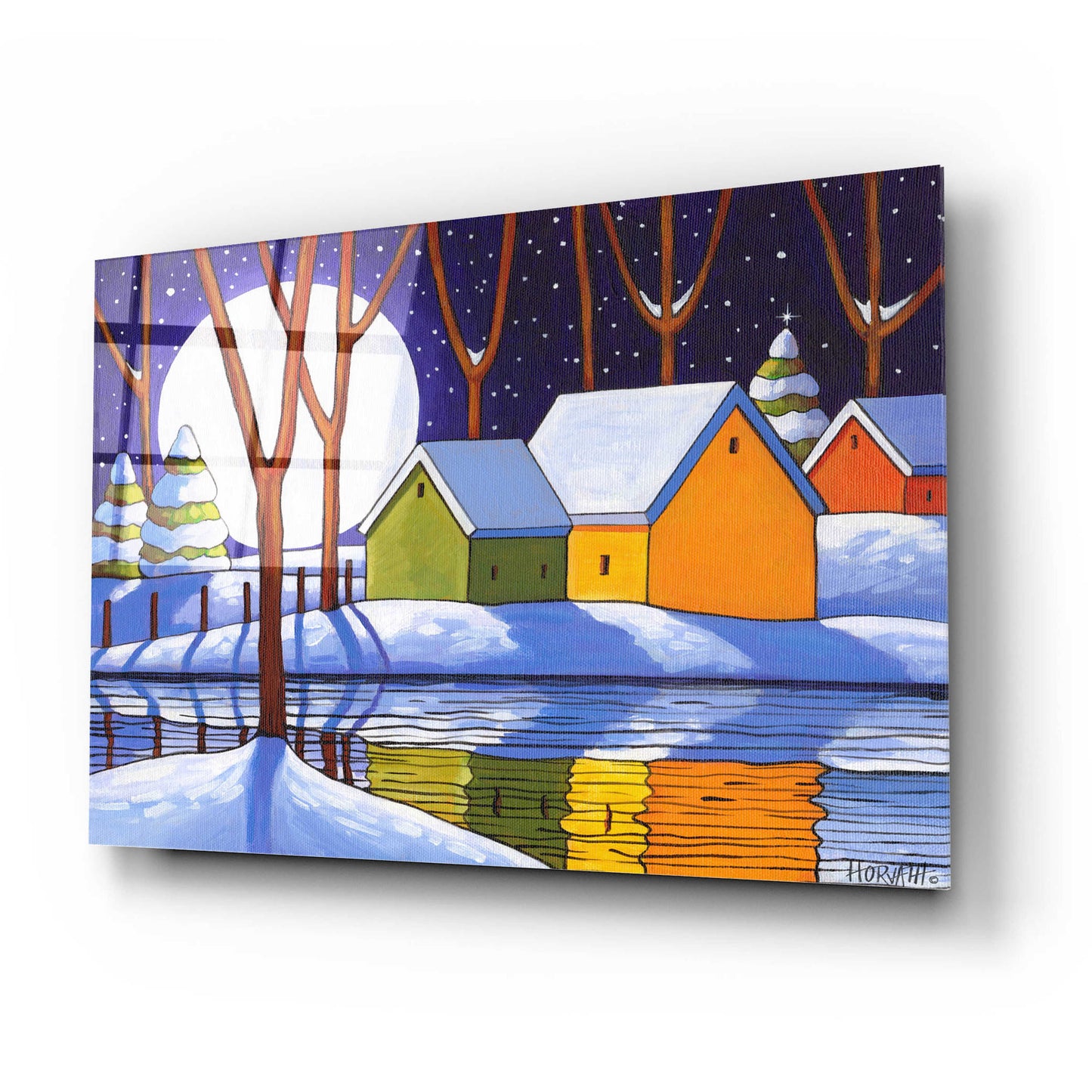 Epic Art 'Reflection Winter Night' by Cathy Horvath-Buchanan, Acrylic Glass Wall Art,24x16