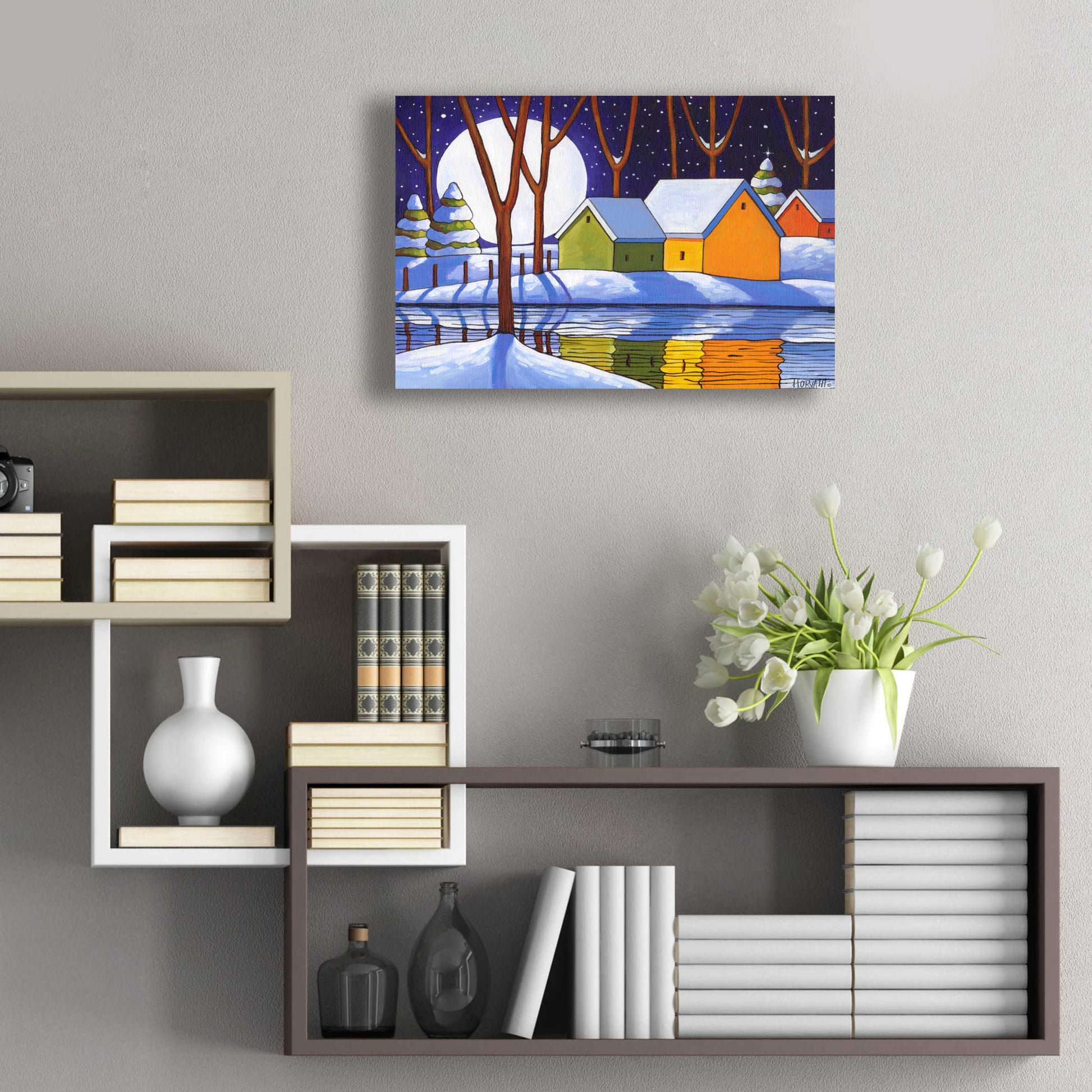 Epic Art 'Reflection Winter Night' by Cathy Horvath-Buchanan, Acrylic Glass Wall Art,24x16