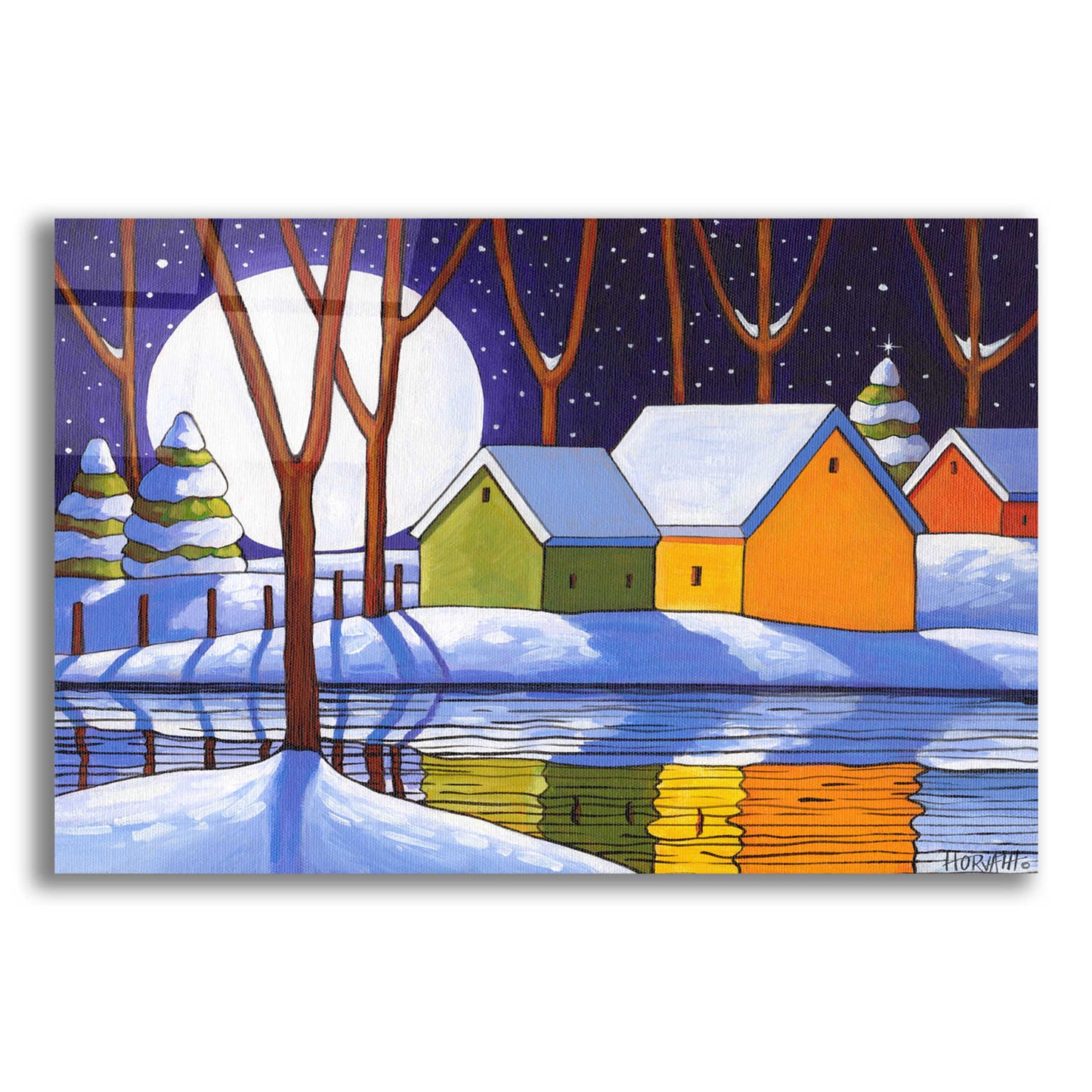 Epic Art 'Reflection Winter Night' by Cathy Horvath-Buchanan, Acrylic Glass Wall Art,24x16