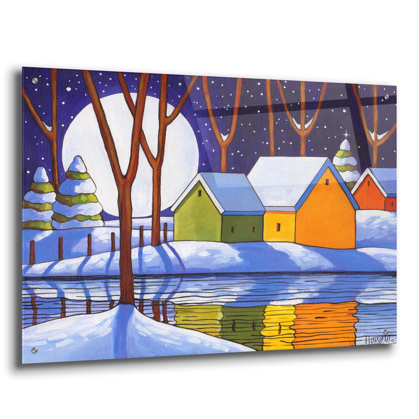 Epic Art 'Reflection Winter Night' by Cathy Horvath-Buchanan, Acrylic Glass Wall Art,36x24