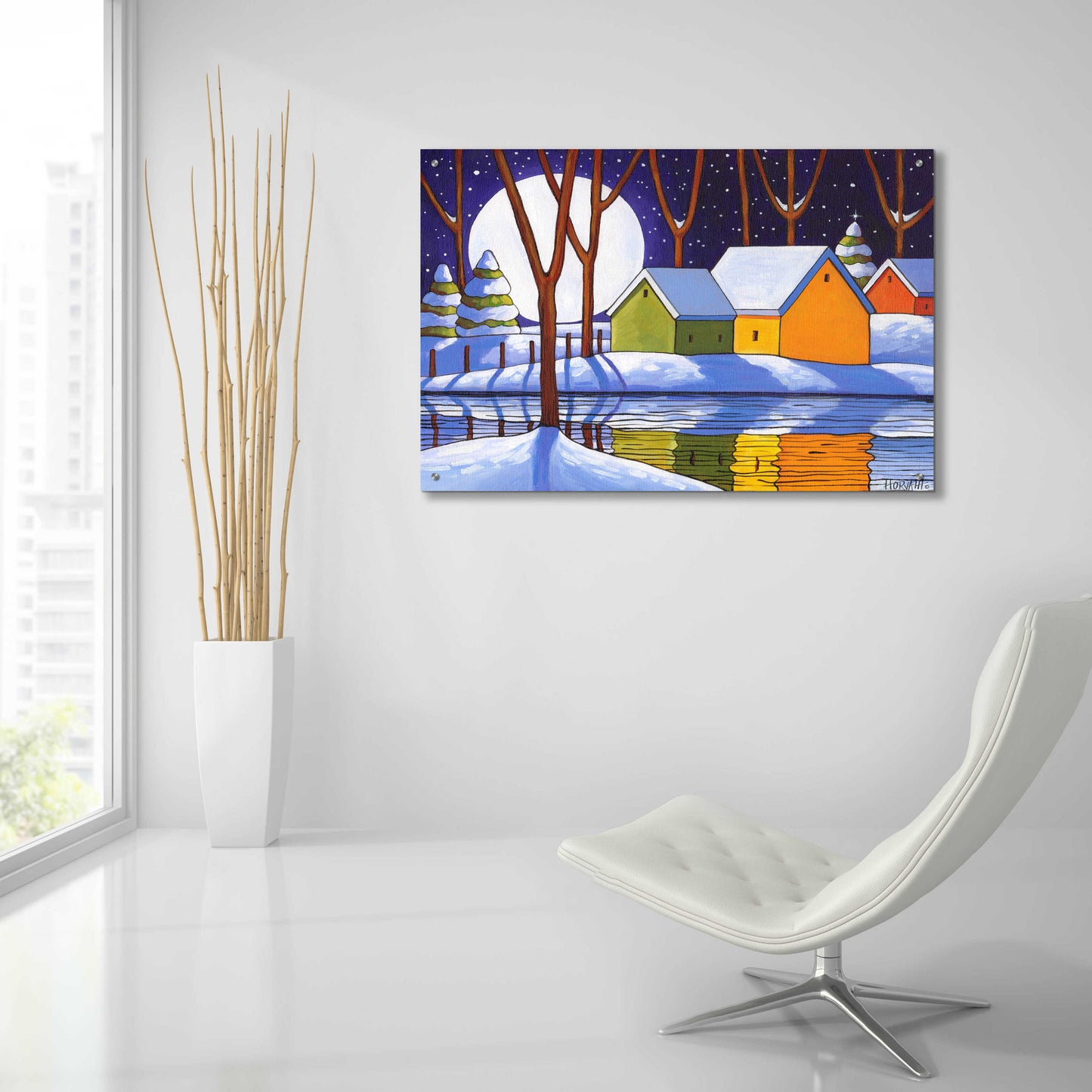 Epic Art 'Reflection Winter Night' by Cathy Horvath-Buchanan, Acrylic Glass Wall Art,36x24