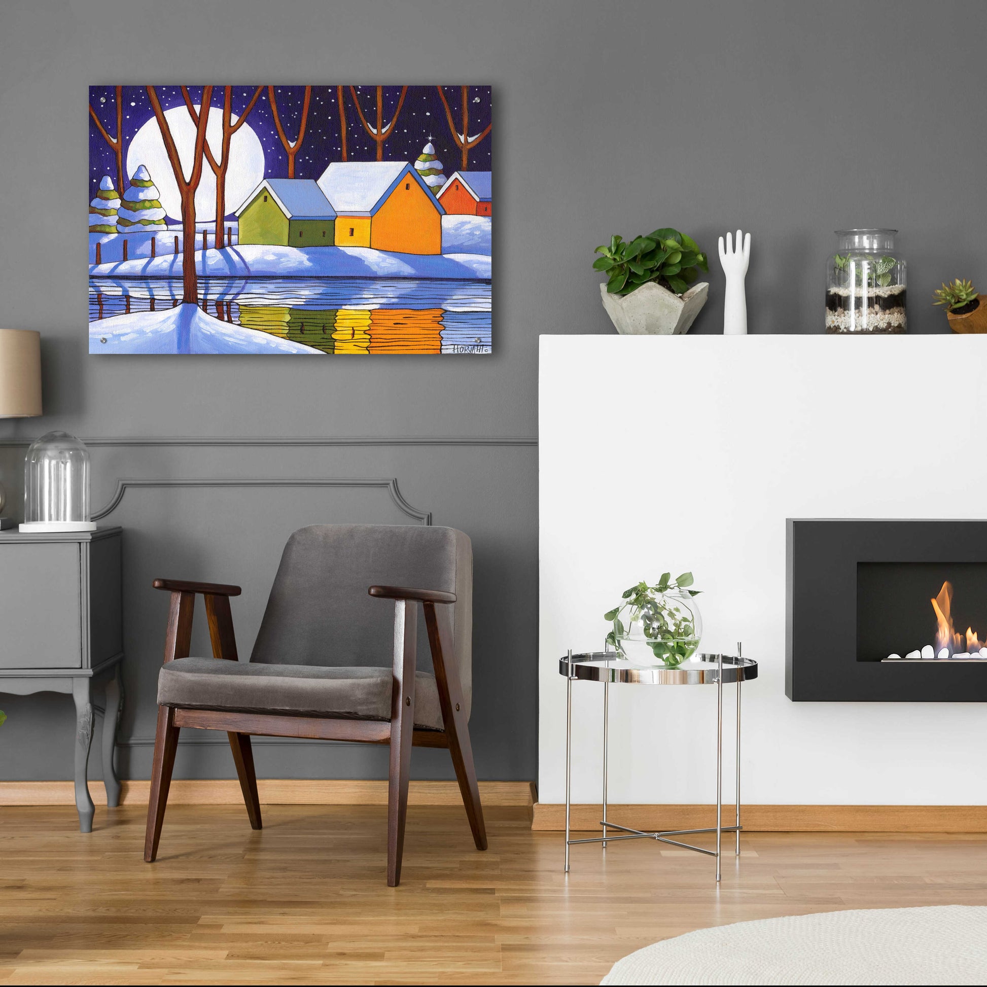 Epic Art 'Reflection Winter Night' by Cathy Horvath-Buchanan, Acrylic Glass Wall Art,36x24