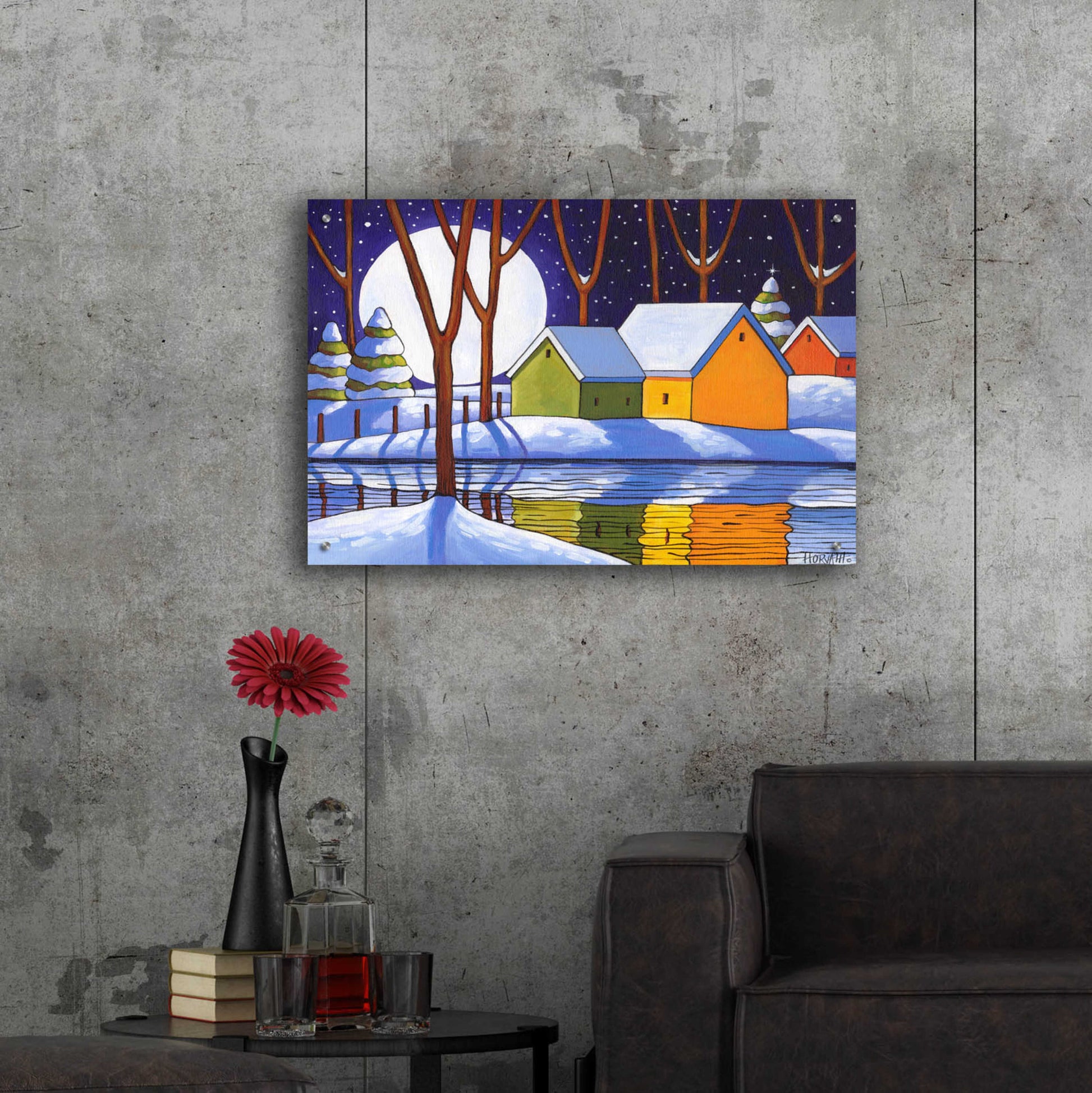 Epic Art 'Reflection Winter Night' by Cathy Horvath-Buchanan, Acrylic Glass Wall Art,36x24