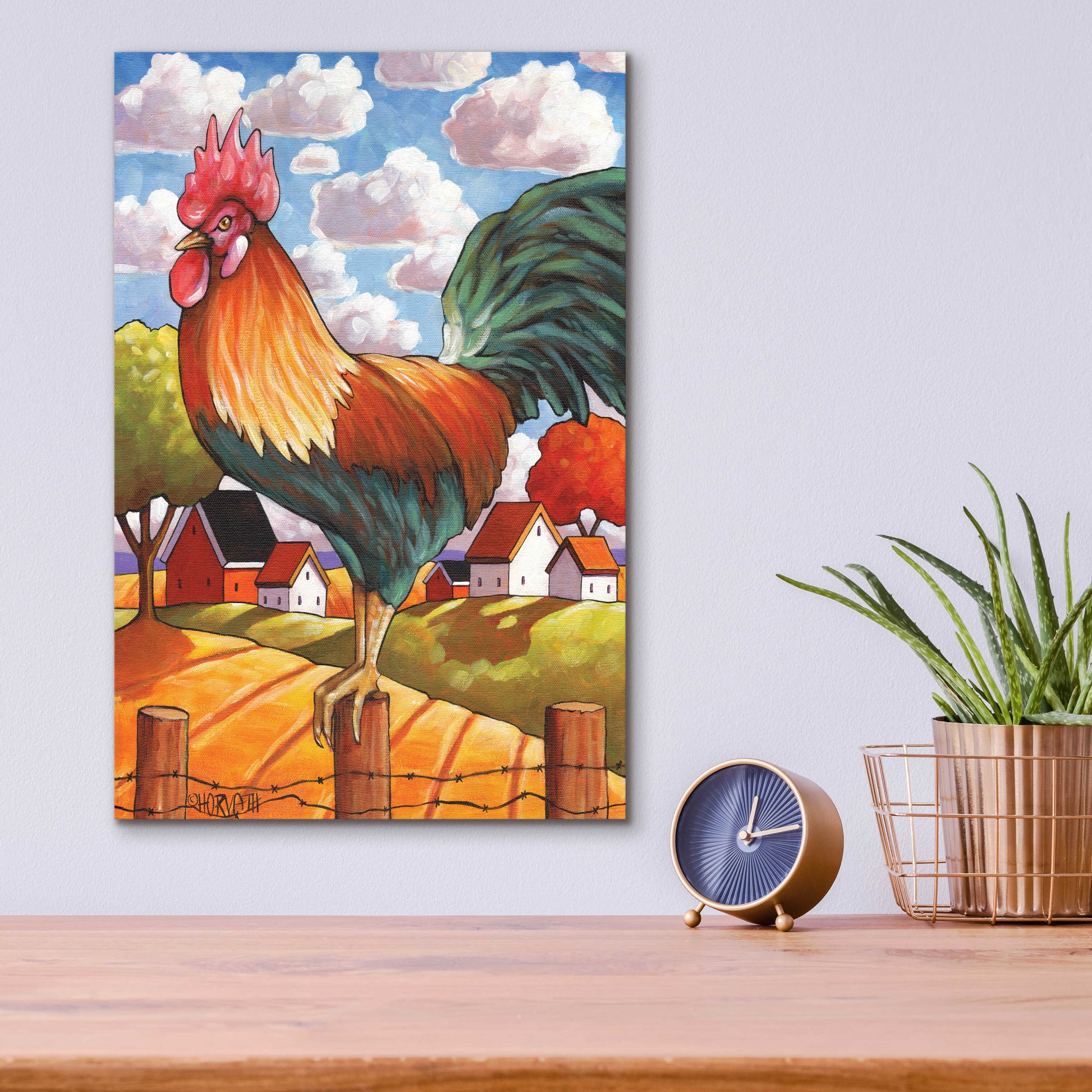 Epic Art 'Rooster Country' by Cathy Horvath-Buchanan, Acrylic Glass Wall Art,12x16