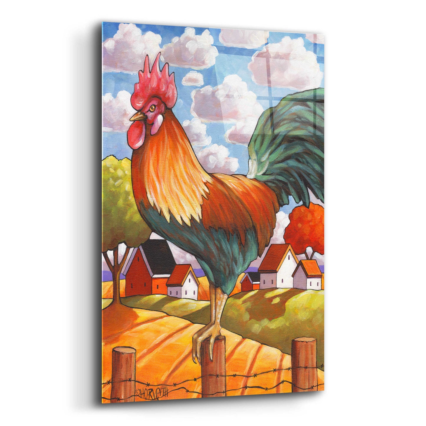 Epic Art 'Rooster Country' by Cathy Horvath-Buchanan, Acrylic Glass Wall Art,16x24