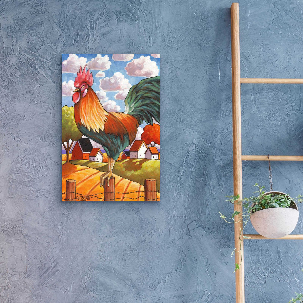 Rooster Country by Cathy Horvath - 16x24 acrylic wall art in a room