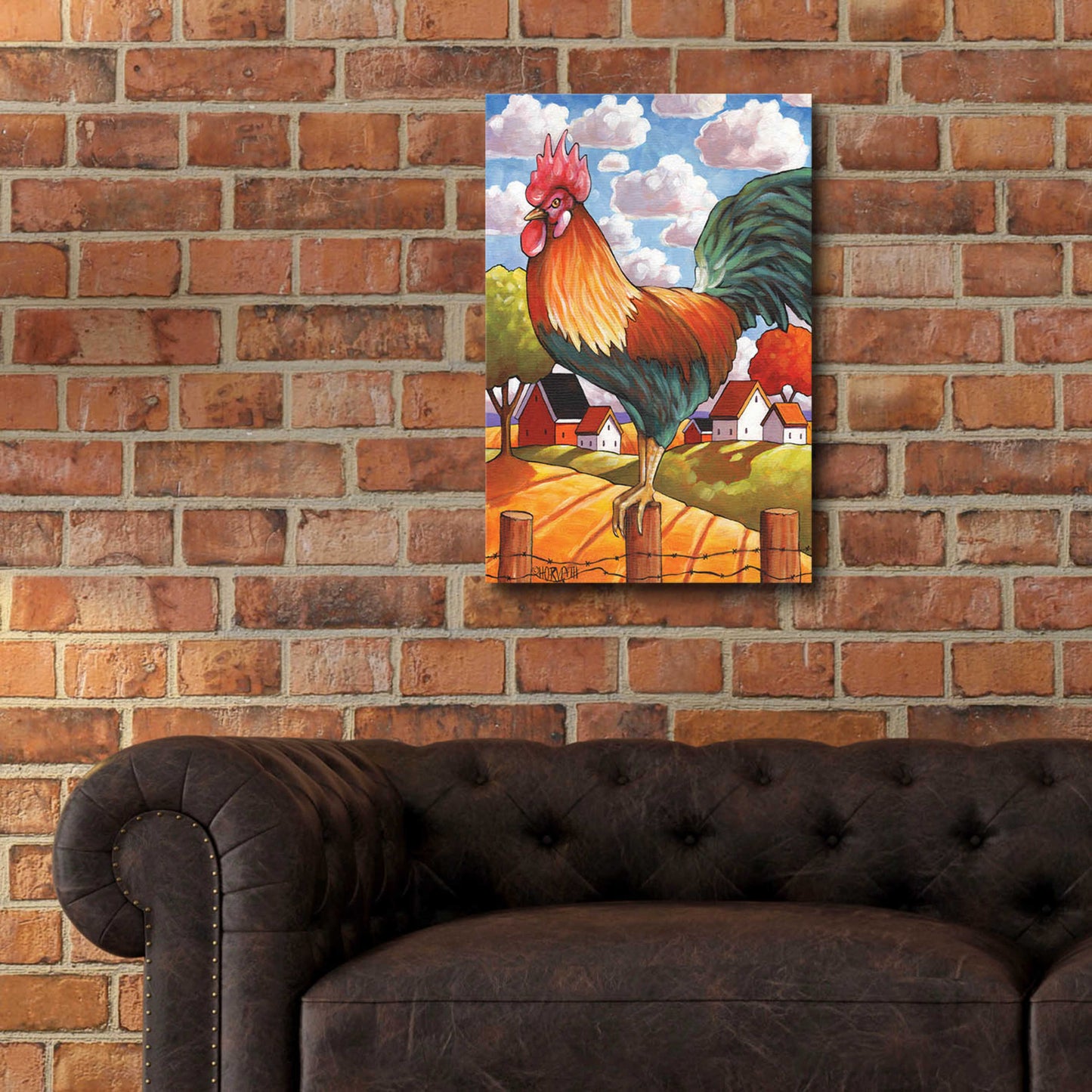 Epic Art 'Rooster Country' by Cathy Horvath-Buchanan, Acrylic Glass Wall Art,16x24