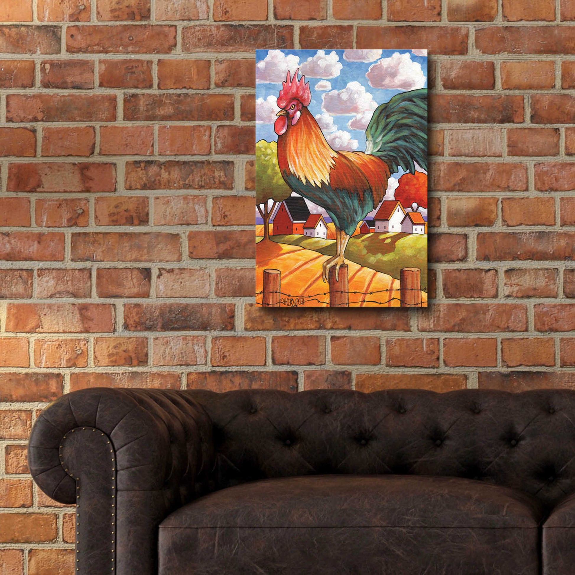 Epic Art 'Rooster Country' by Cathy Horvath-Buchanan, Acrylic Glass Wall Art,16x24