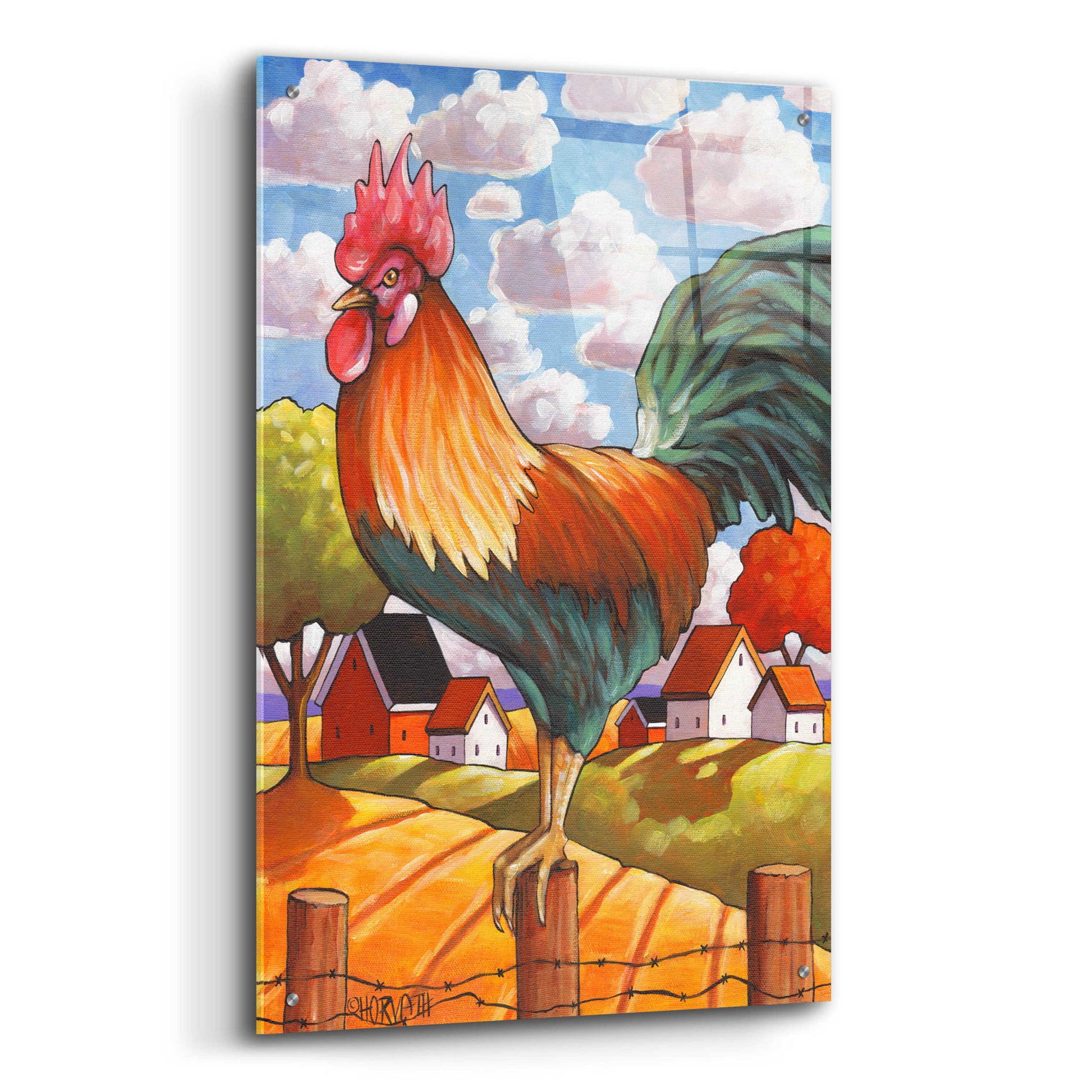Epic Art 'Rooster Country' by Cathy Horvath-Buchanan, Acrylic Glass Wall Art,24x36