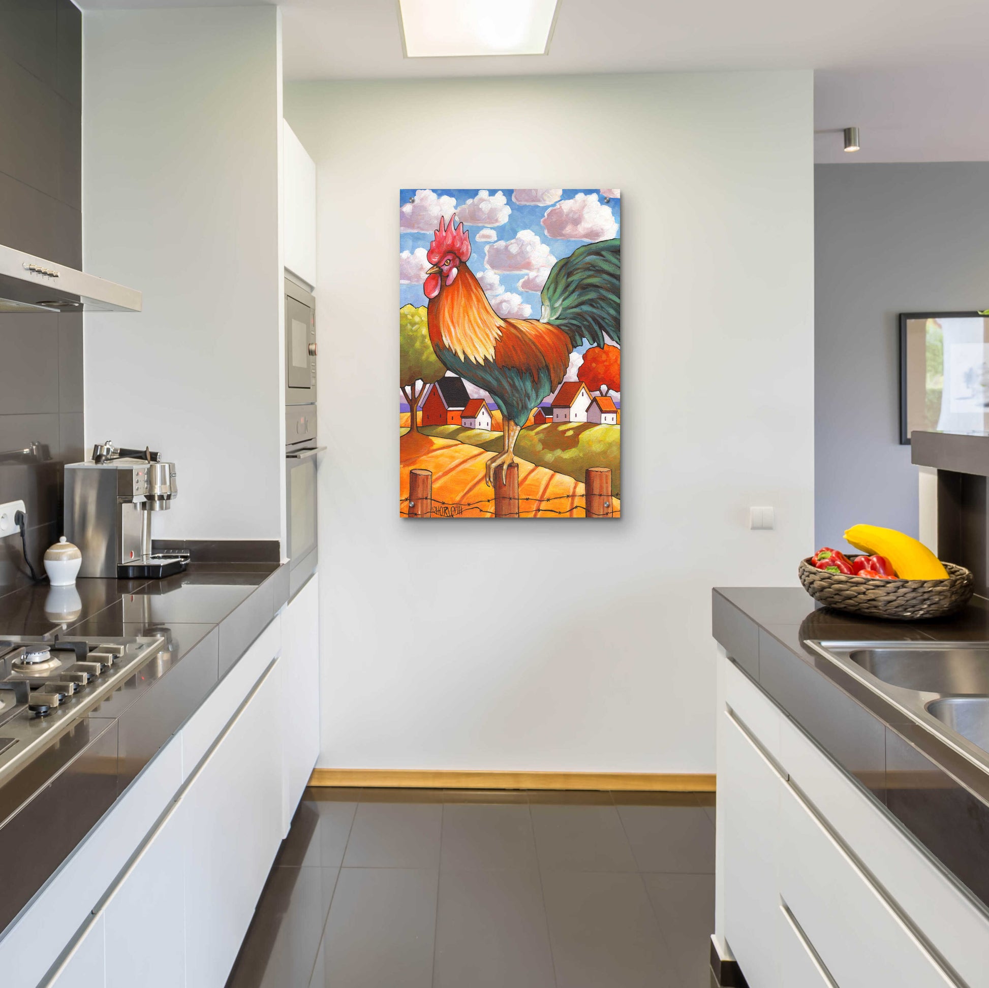 Epic Art 'Rooster Country' by Cathy Horvath-Buchanan, Acrylic Glass Wall Art,24x36