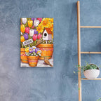 Spring Birds Flowers by Cathy Horvath - 16x24 acrylic wall art in a room