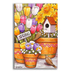Spring Birds Flowers by Cathy Horvath acrylic glass wall art