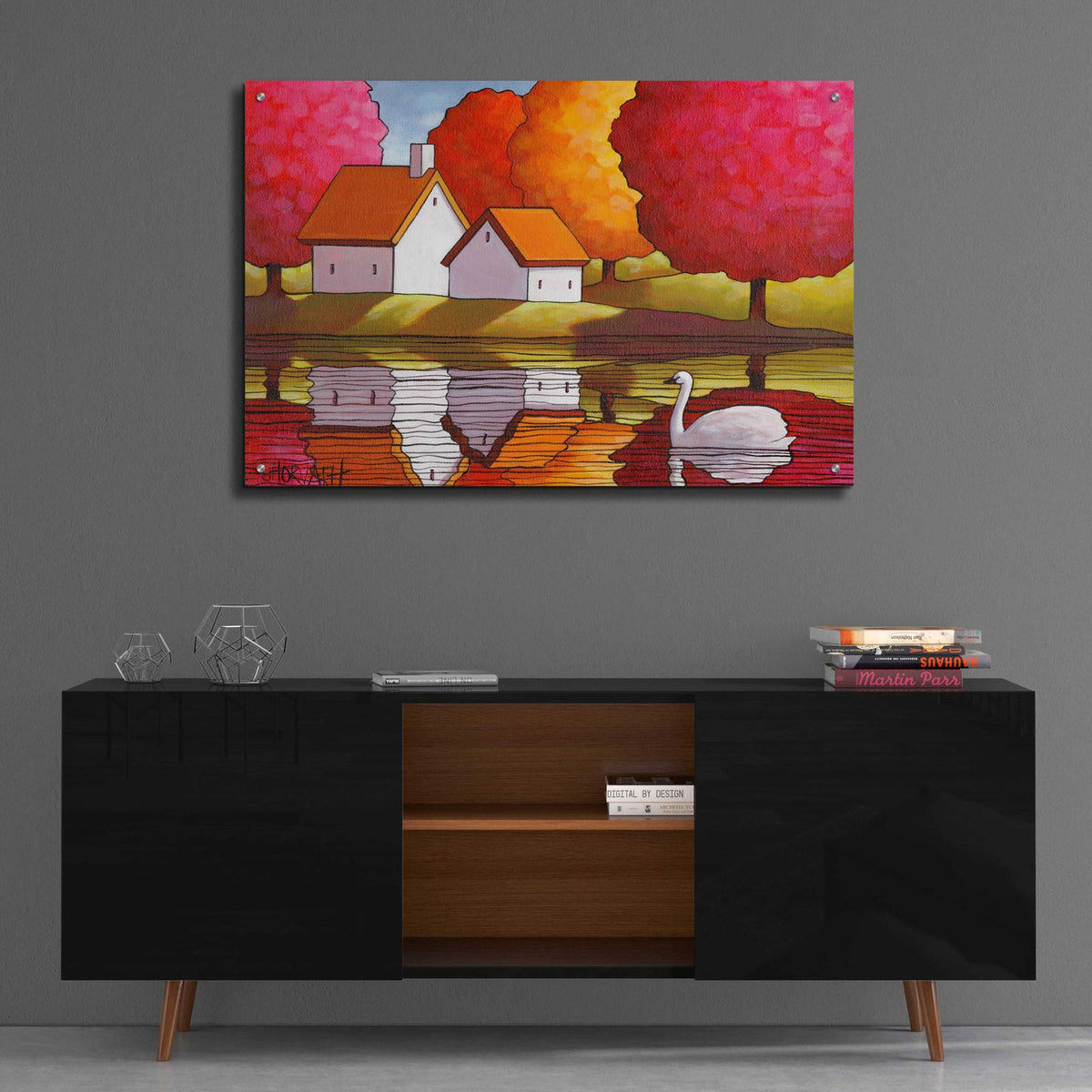 Epic Art 'Swan Waters Reflection' by Cathy Horvath-Buchanan, Acrylic Glass Wall Art,36x24