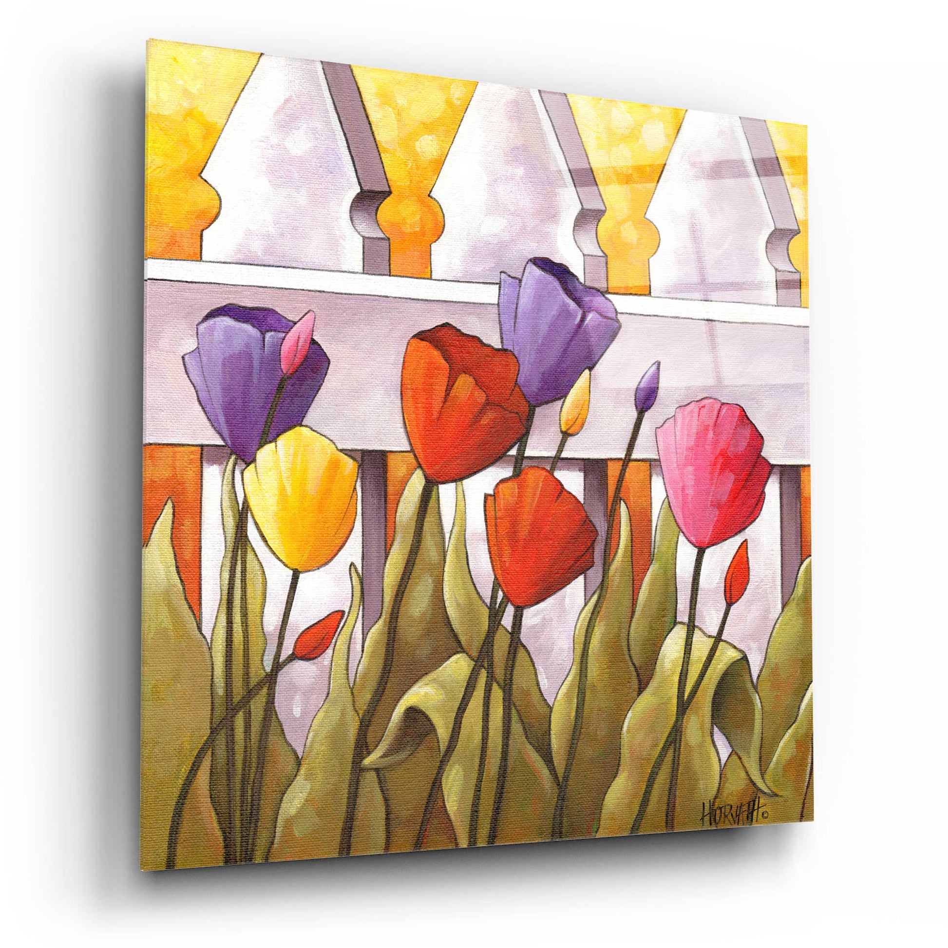 Epic Art 'Flower Fence 2' by Cathy Horvath-Buchanan, Acrylic Glass Wall Art,12x12