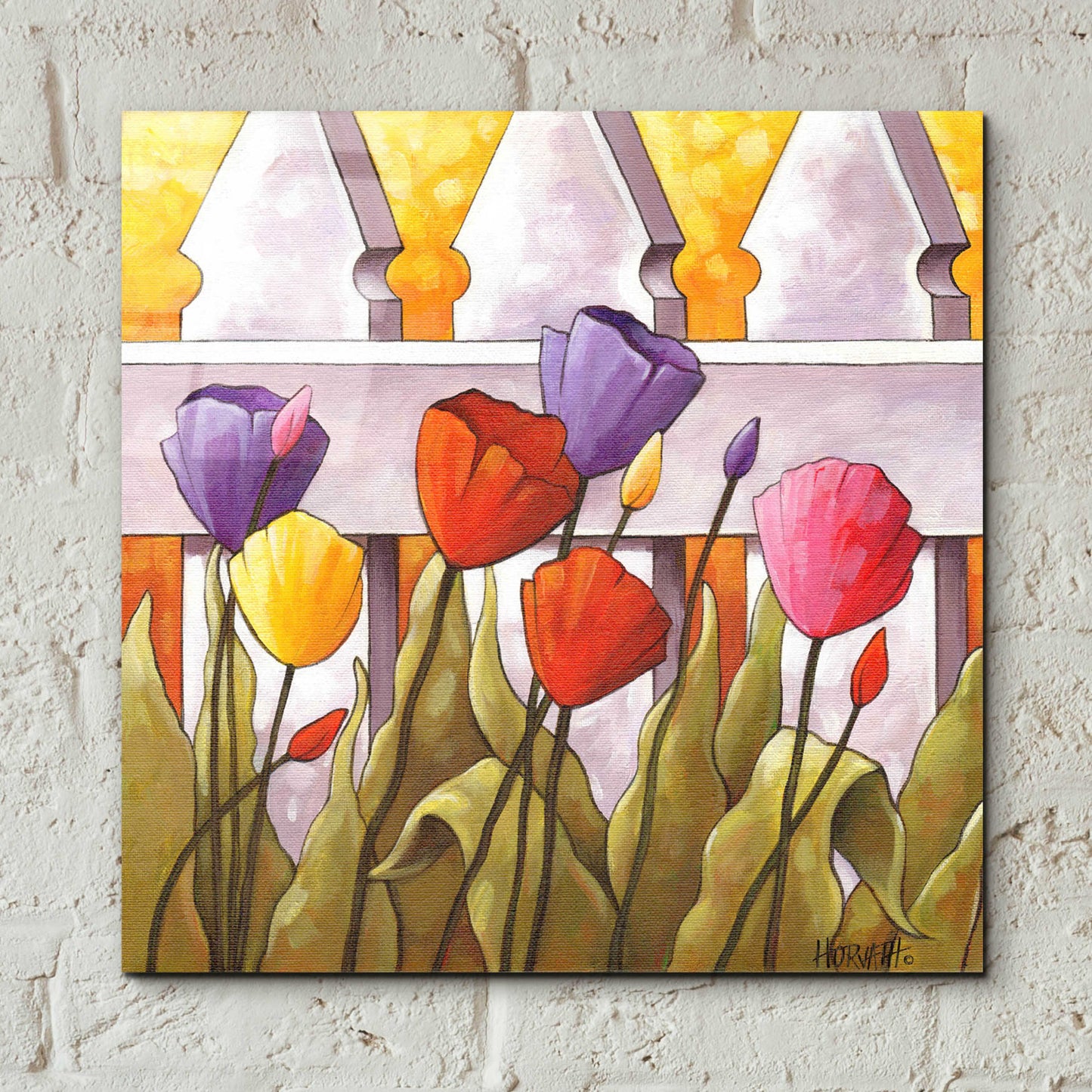 Epic Art 'Flower Fence 2' by Cathy Horvath-Buchanan, Acrylic Glass Wall Art,12x12