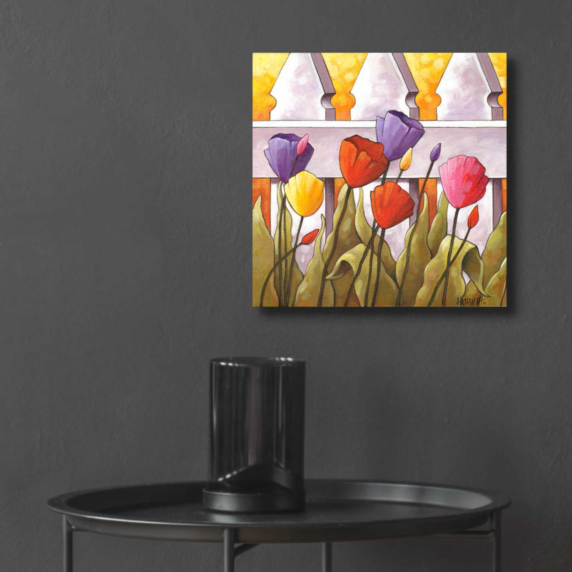 Epic Art 'Flower Fence 2' by Cathy Horvath-Buchanan, Acrylic Glass Wall Art,12x12