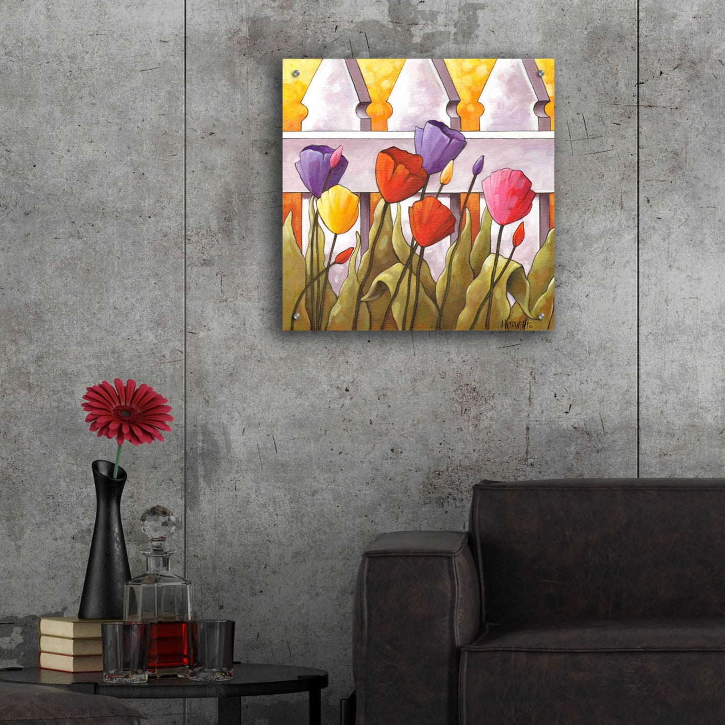 Epic Art 'Flower Fence 2' by Cathy Horvath-Buchanan, Acrylic Glass Wall Art,24x24