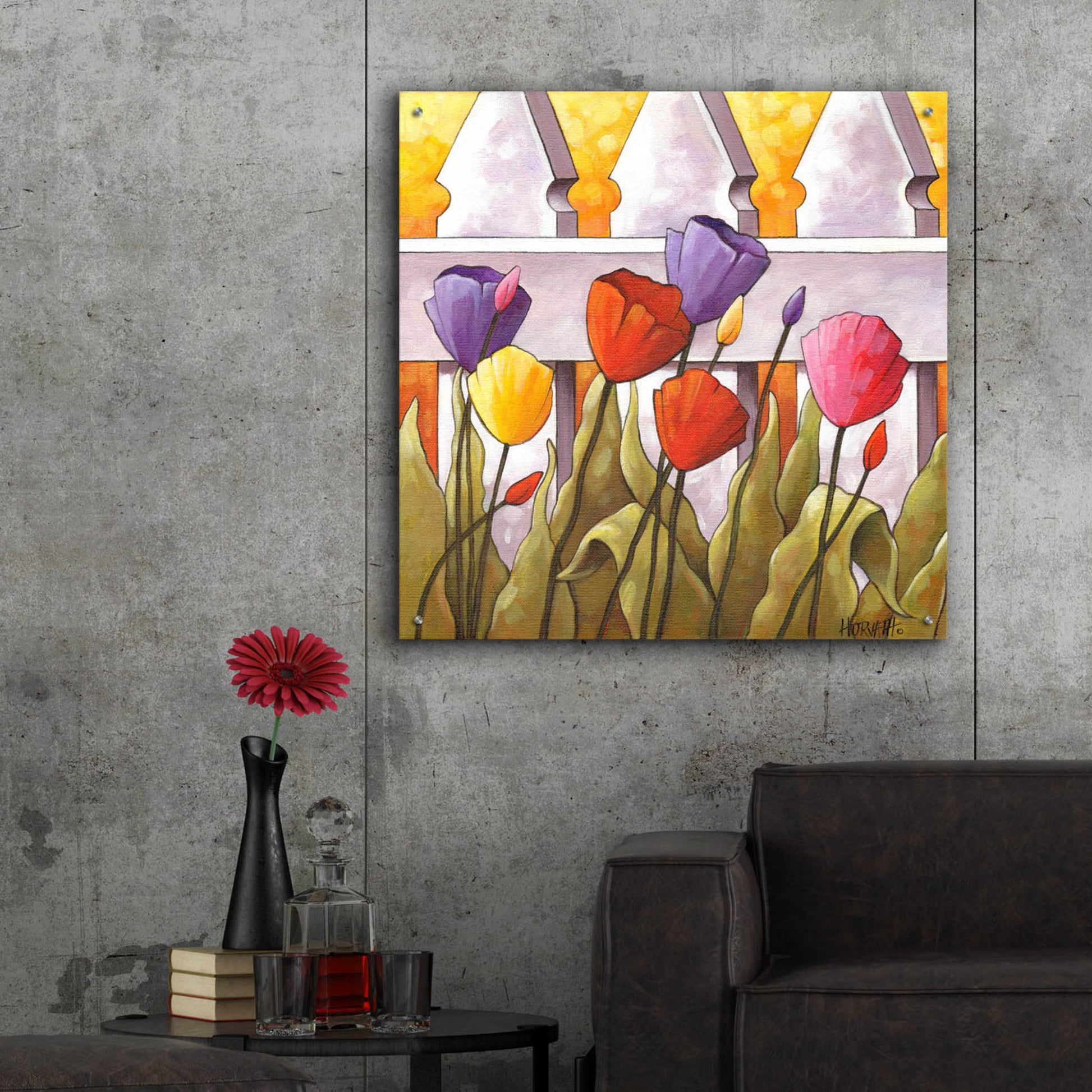 Epic Art 'Flower Fence 2' by Cathy Horvath-Buchanan, Acrylic Glass Wall Art,36x36