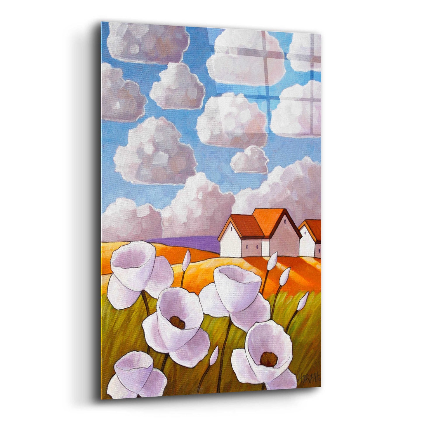 Epic Art 'Flowers & Clouds' by Cathy Horvath-Buchanan, Acrylic Glass Wall Art,12x16