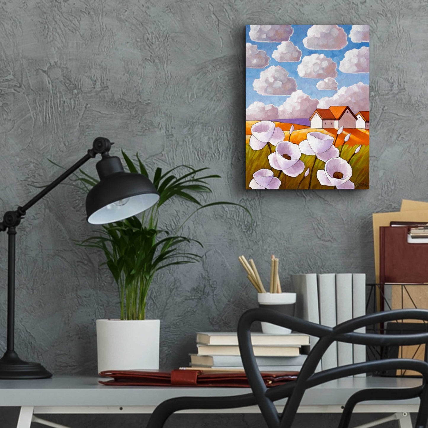 Epic Art 'Flowers & Clouds' by Cathy Horvath-Buchanan, Acrylic Glass Wall Art,12x16