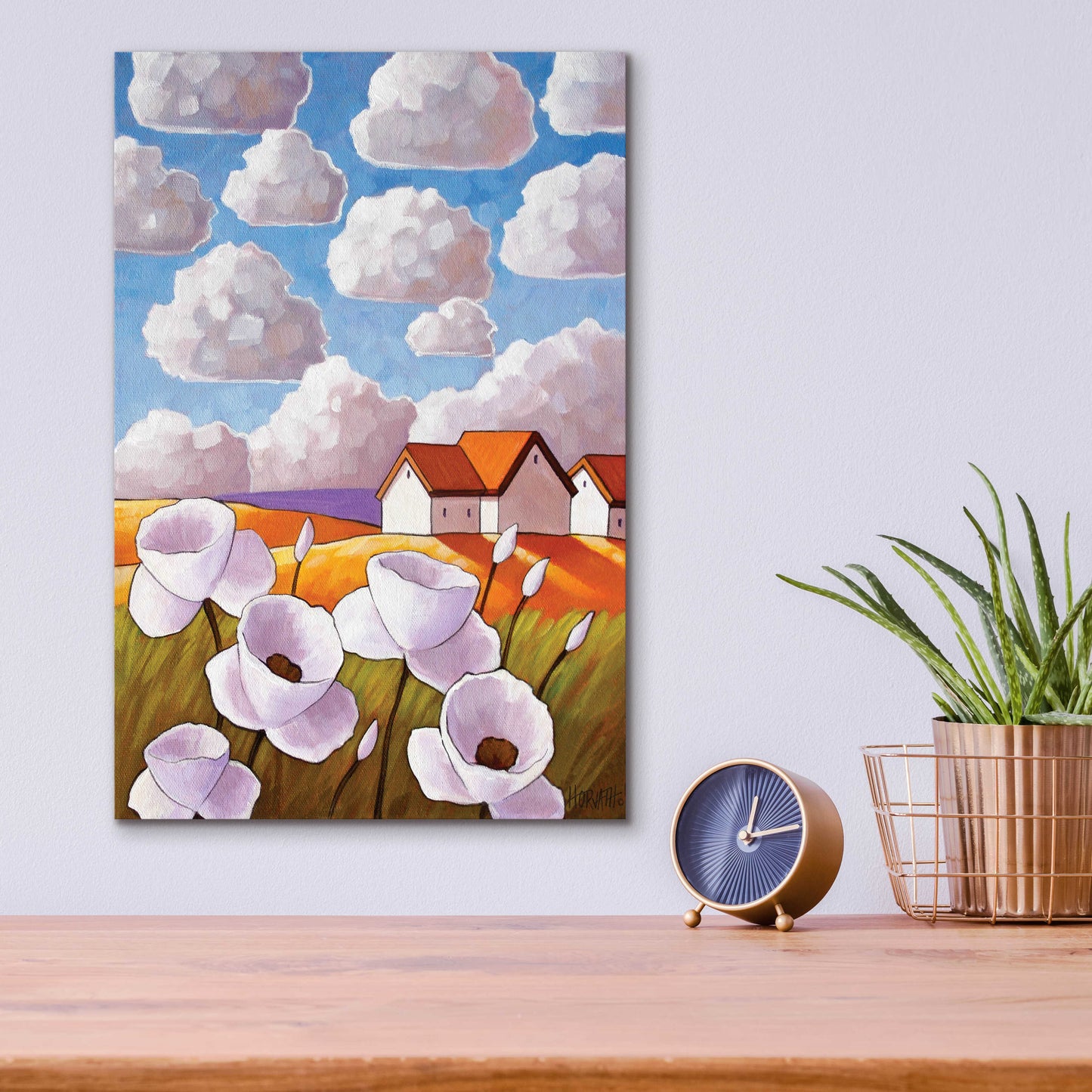 Epic Art 'Flowers & Clouds' by Cathy Horvath-Buchanan, Acrylic Glass Wall Art,12x16