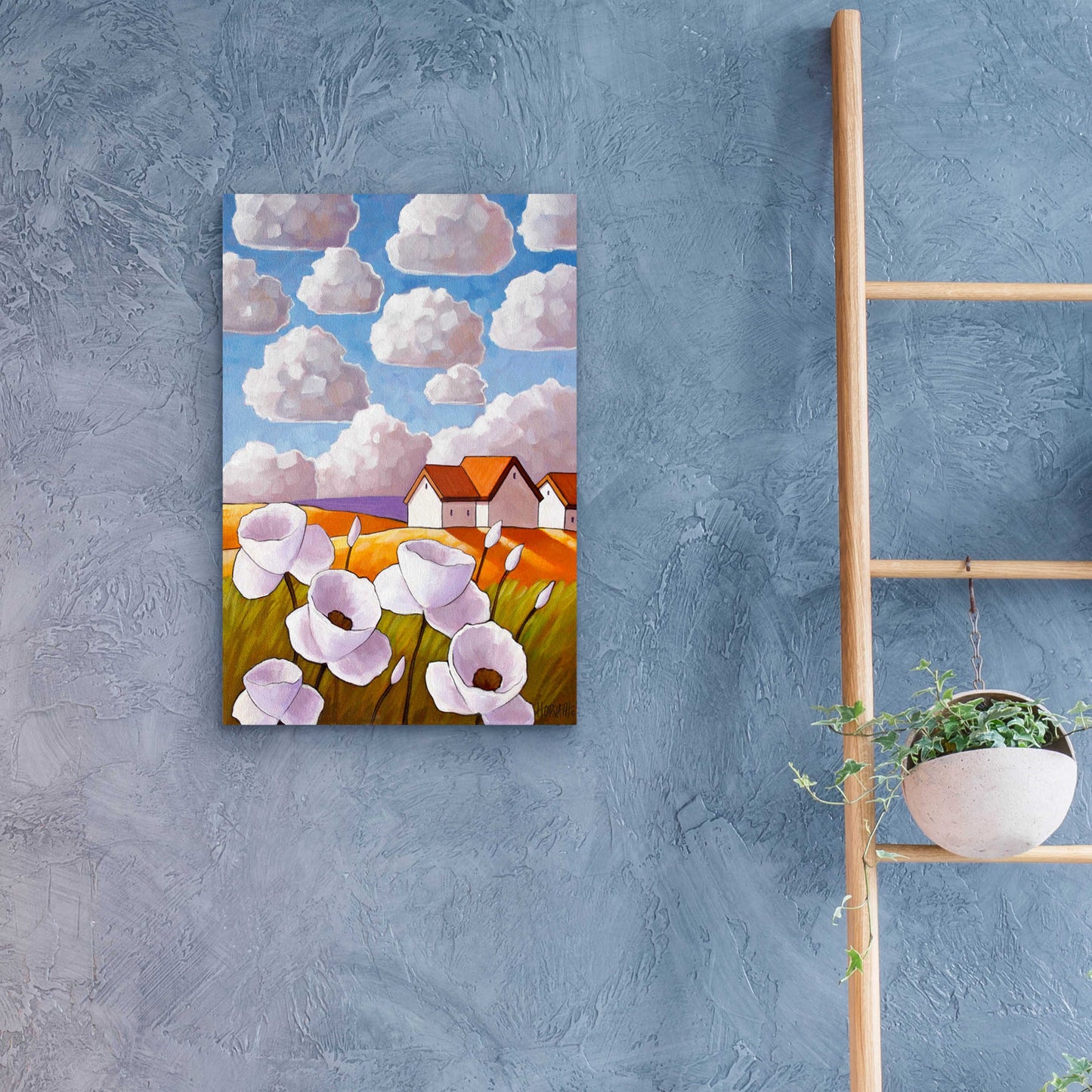 Epic Art 'Flowers & Clouds' by Cathy Horvath-Buchanan, Acrylic Glass Wall Art,16x24