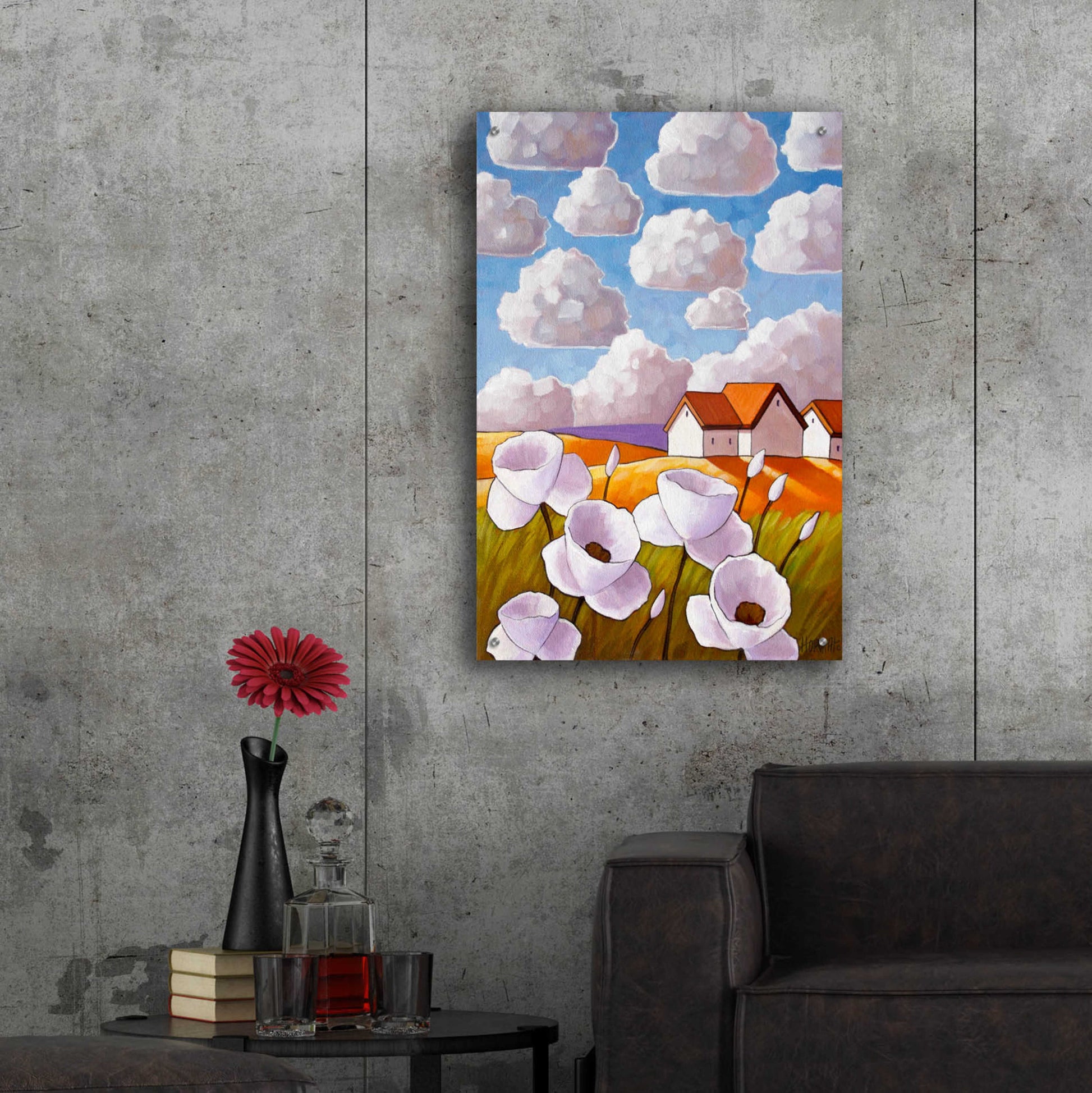 Epic Art 'Flowers & Clouds' by Cathy Horvath-Buchanan, Acrylic Glass Wall Art,24x36