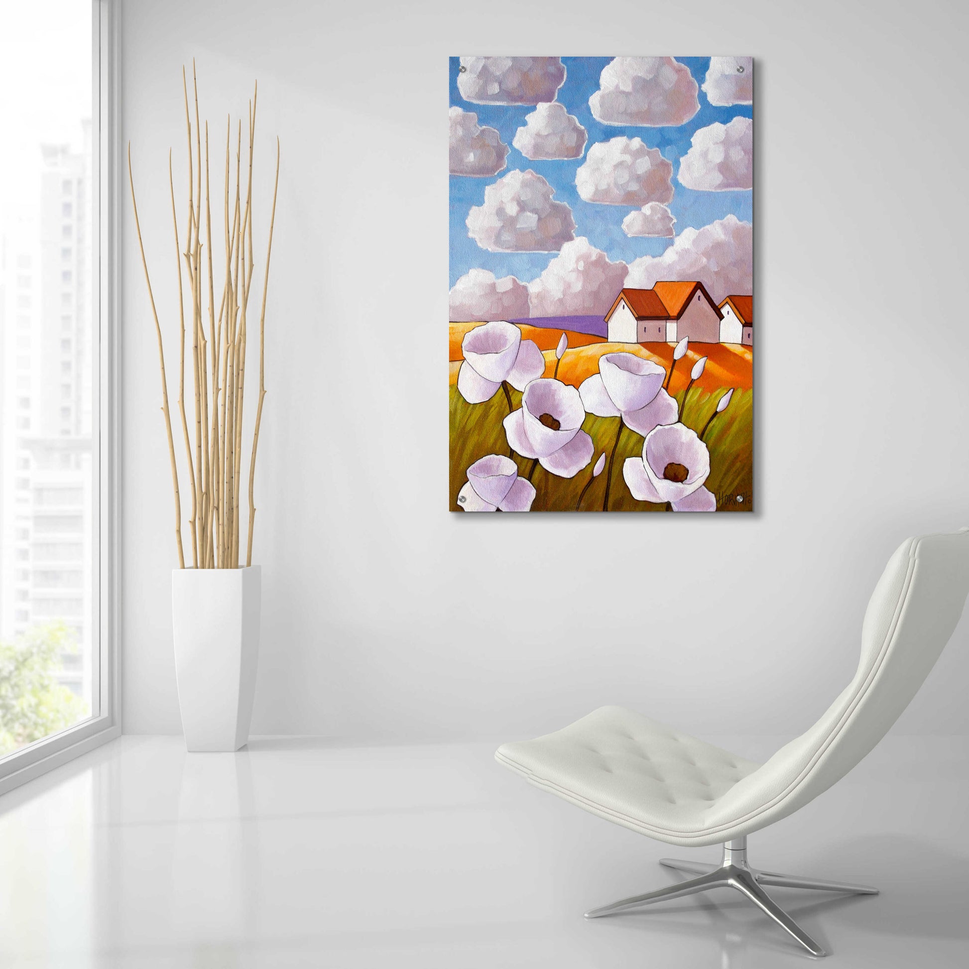 Epic Art 'Flowers & Clouds' by Cathy Horvath-Buchanan, Acrylic Glass Wall Art,24x36