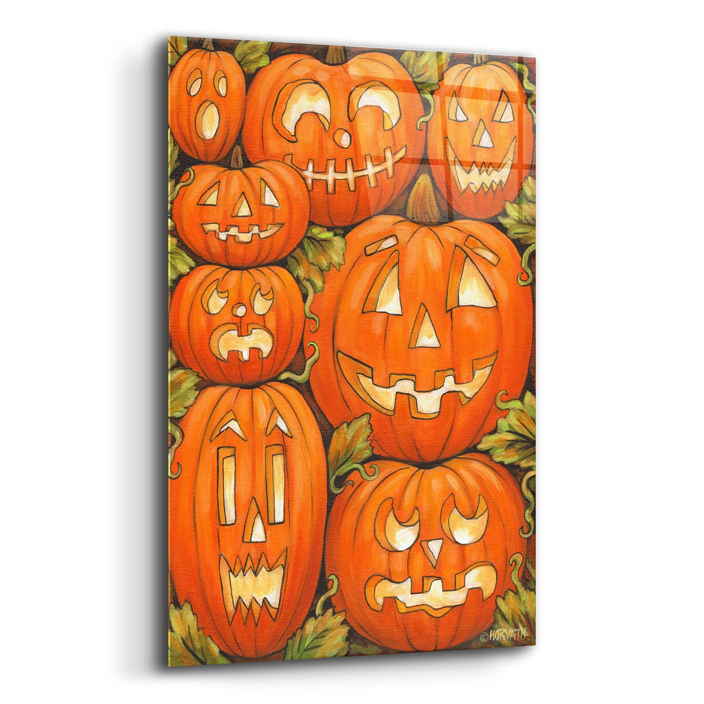 Epic Art 'Jack O Lanterns' by Cathy Horvath-Buchanan, Acrylic Glass Wall Art,12x16