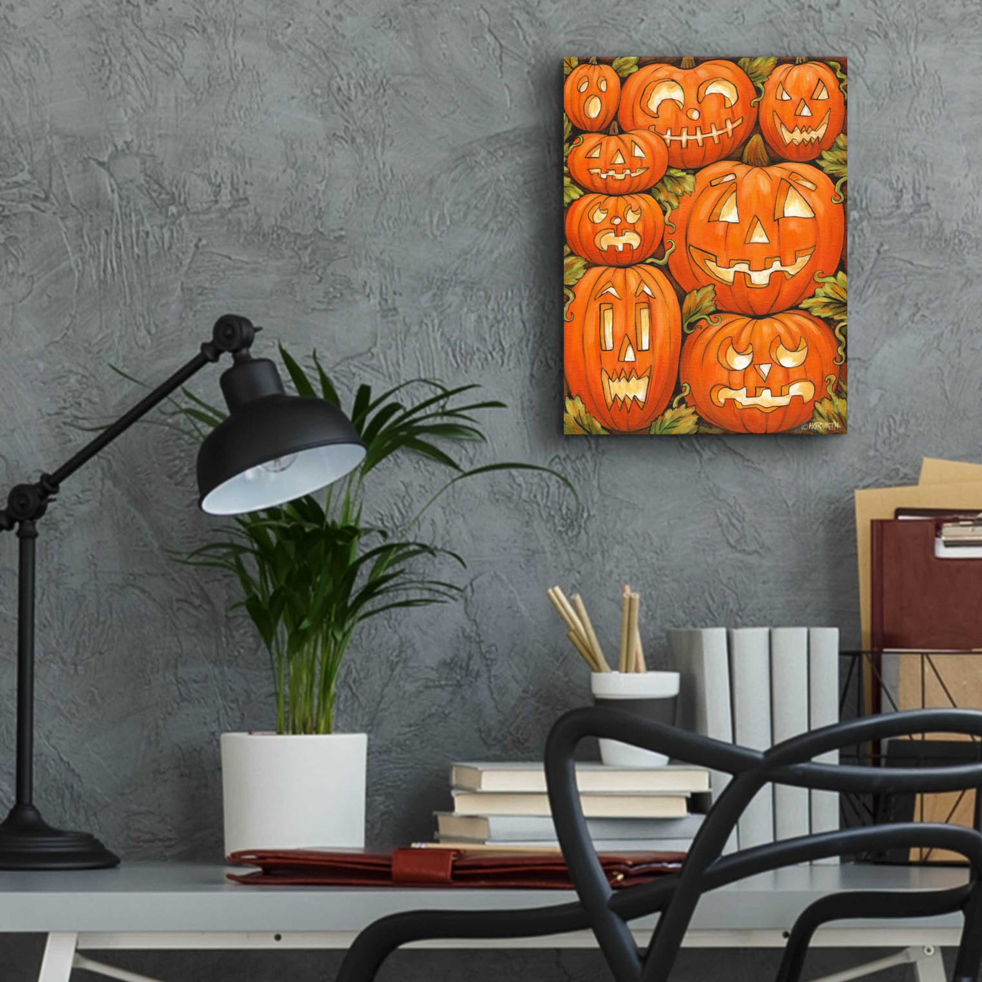 Epic Art 'Jack O Lanterns' by Cathy Horvath-Buchanan, Acrylic Glass Wall Art,12x16