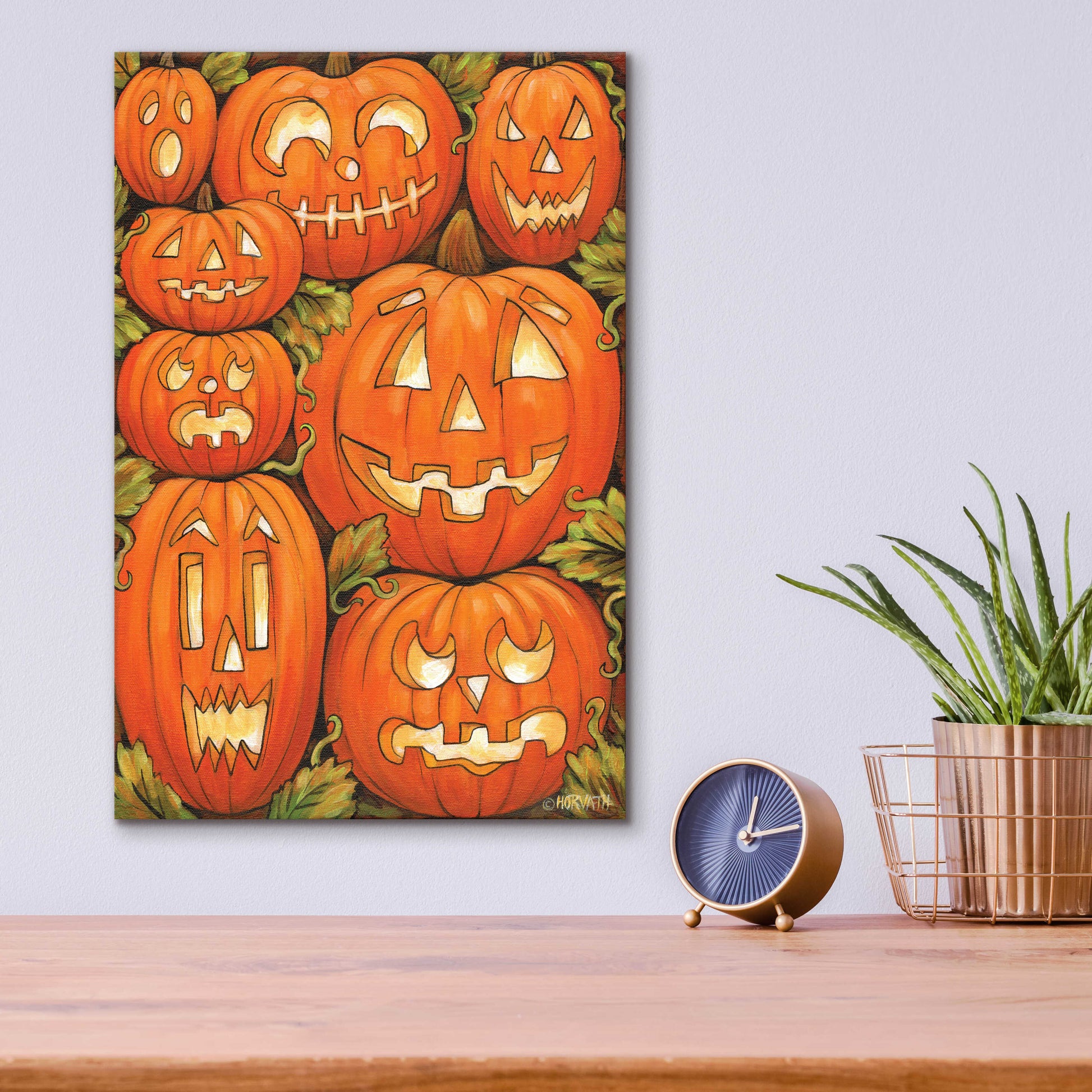 Epic Art 'Jack O Lanterns' by Cathy Horvath-Buchanan, Acrylic Glass Wall Art,12x16