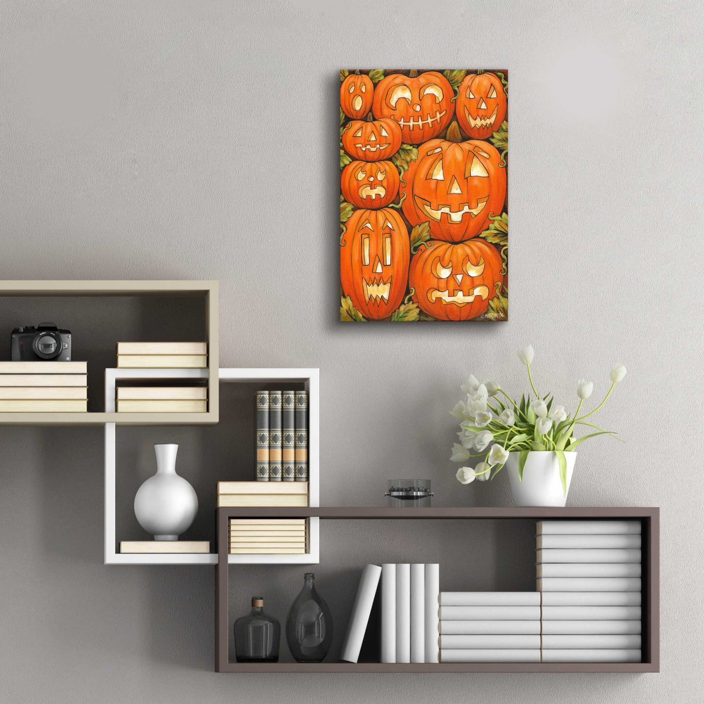 Epic Art 'Jack O Lanterns' by Cathy Horvath-Buchanan, Acrylic Glass Wall Art,16x24