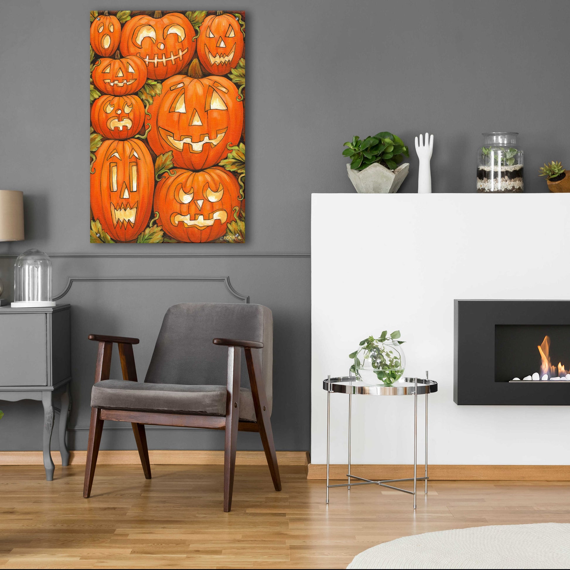 Epic Art 'Jack O Lanterns' by Cathy Horvath-Buchanan, Acrylic Glass Wall Art,24x36