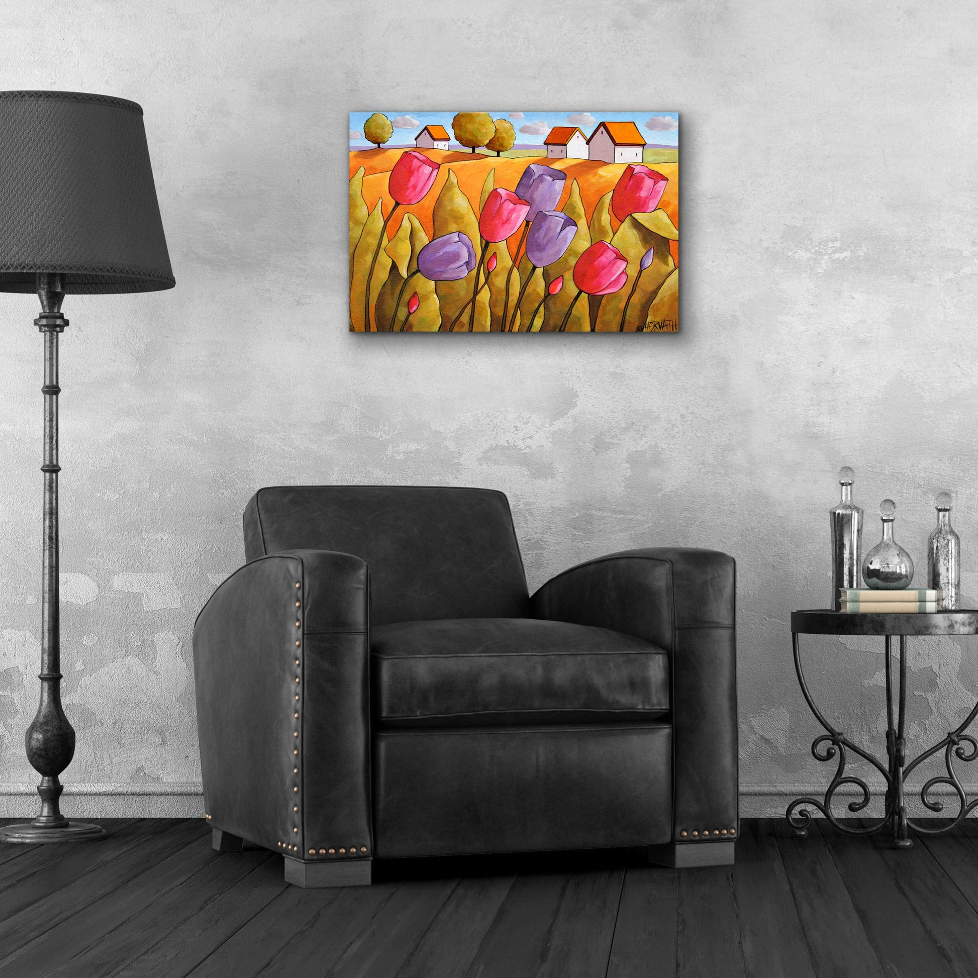 Epic Art 'Tulips Landscape Yellow' by Cathy Horvath-Buchanan, Acrylic Glass Wall Art,24x16