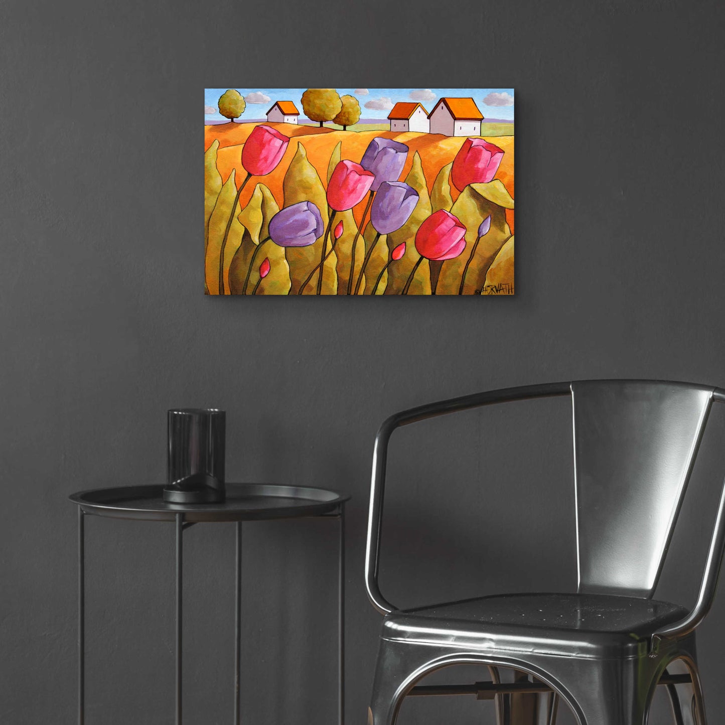 Epic Art 'Tulips Landscape Yellow' by Cathy Horvath-Buchanan, Acrylic Glass Wall Art,24x16