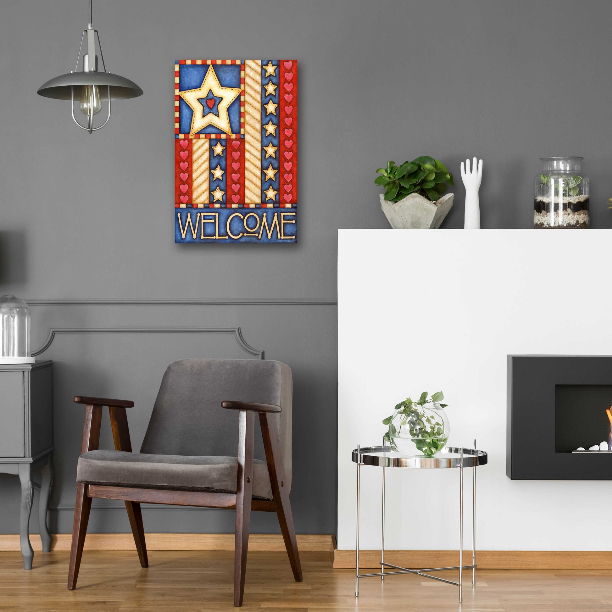 Epic Art 'American Star Welcome' by Cathy Horvath-Buchanan, Acrylic Glass Wall Art,16x24