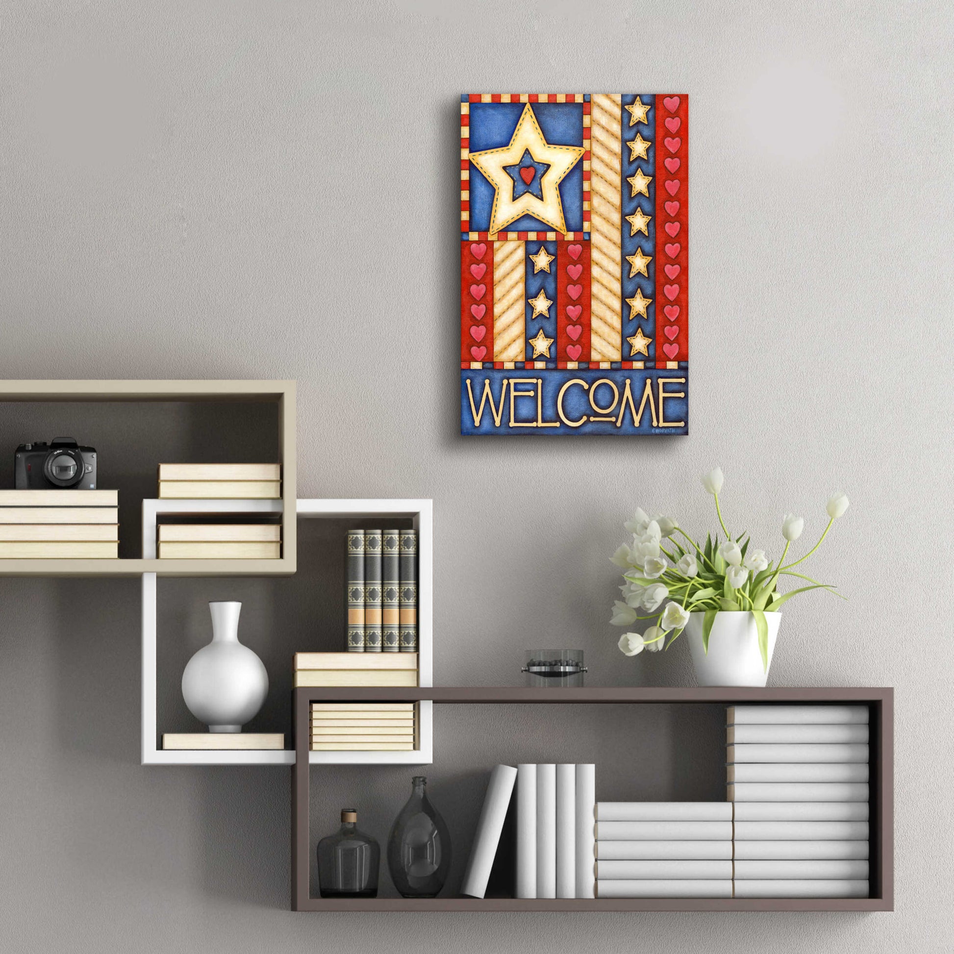 Epic Art 'American Star Welcome' by Cathy Horvath-Buchanan, Acrylic Glass Wall Art,16x24