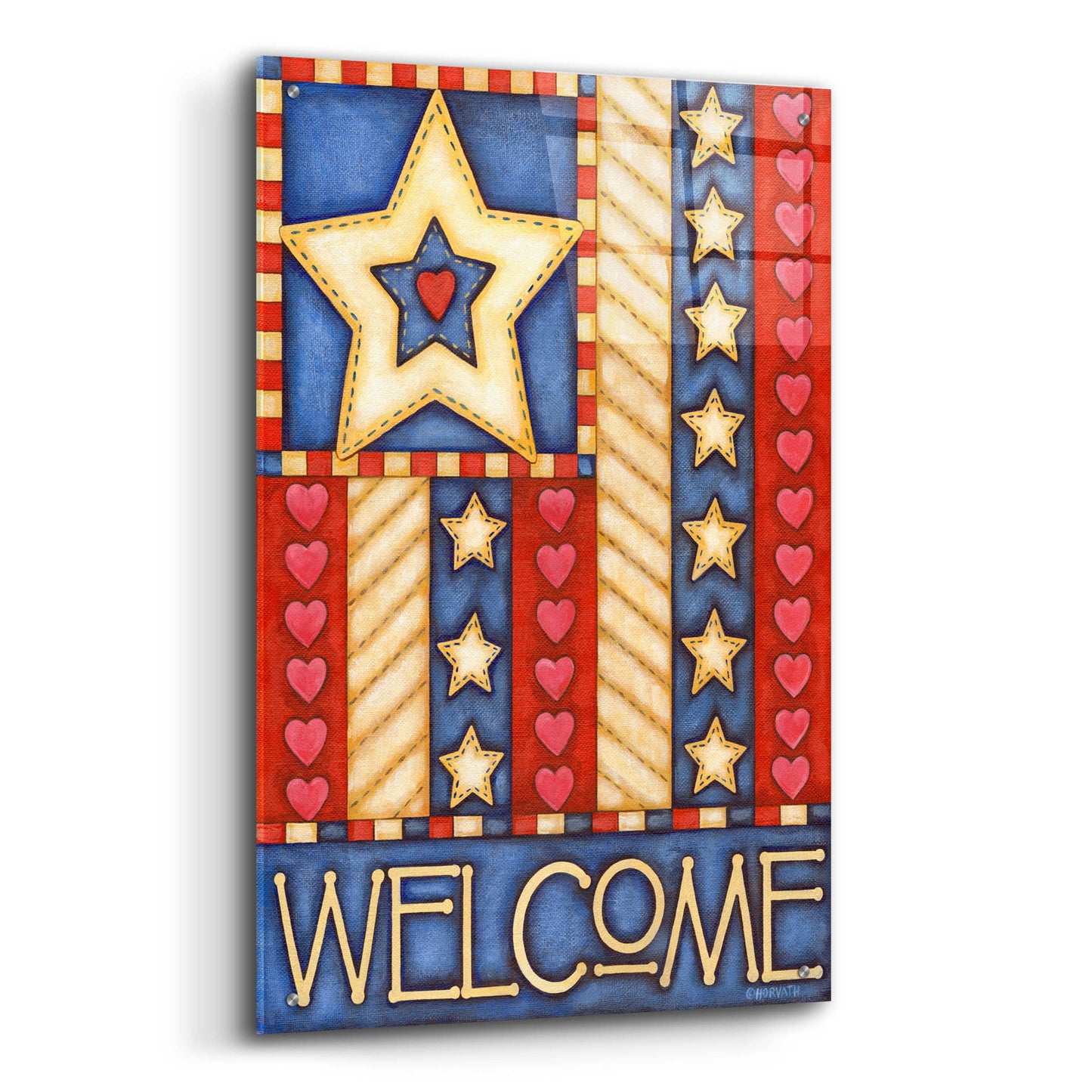 Epic Art 'American Star Welcome' by Cathy Horvath-Buchanan, Acrylic Glass Wall Art,24x36