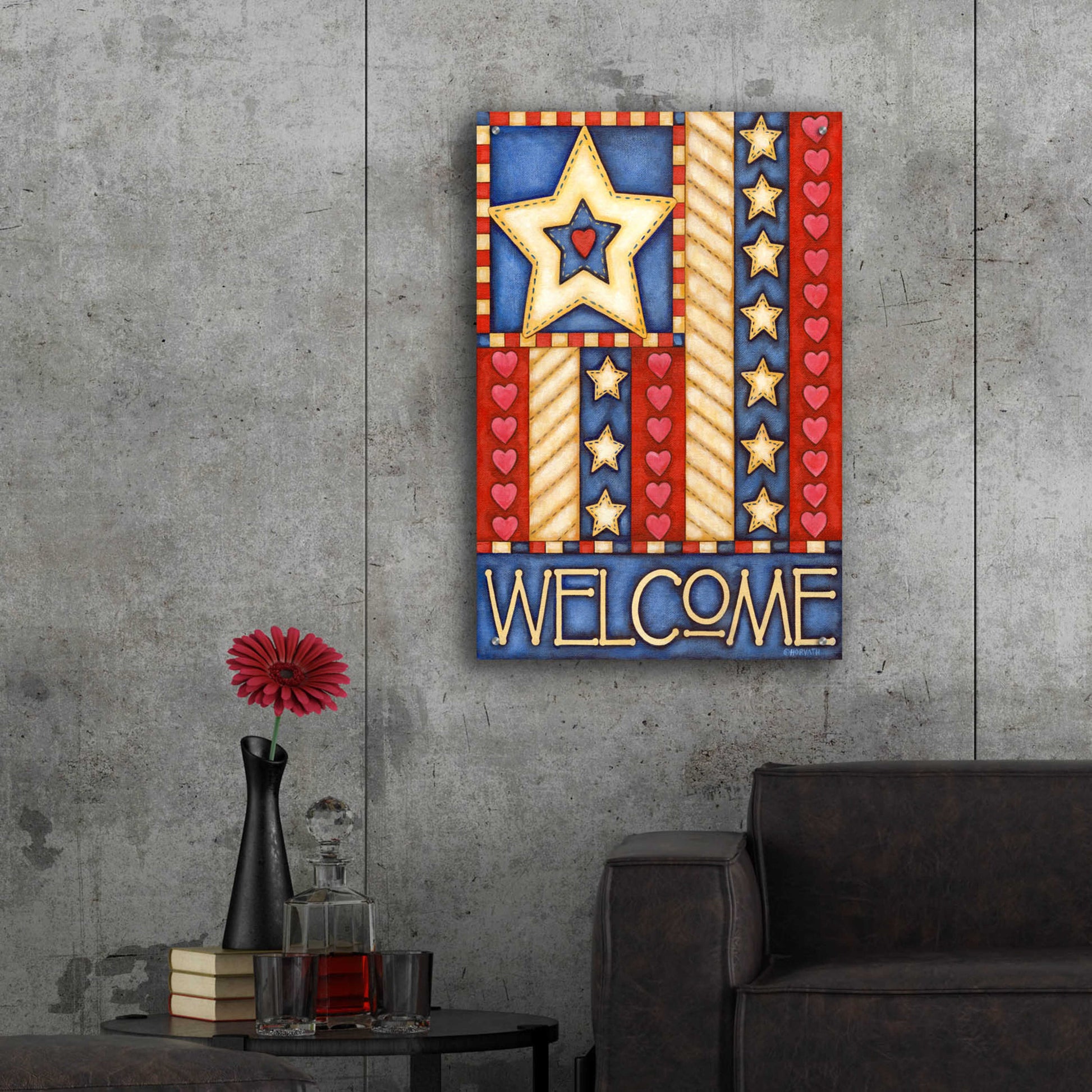 Epic Art 'American Star Welcome' by Cathy Horvath-Buchanan, Acrylic Glass Wall Art,24x36