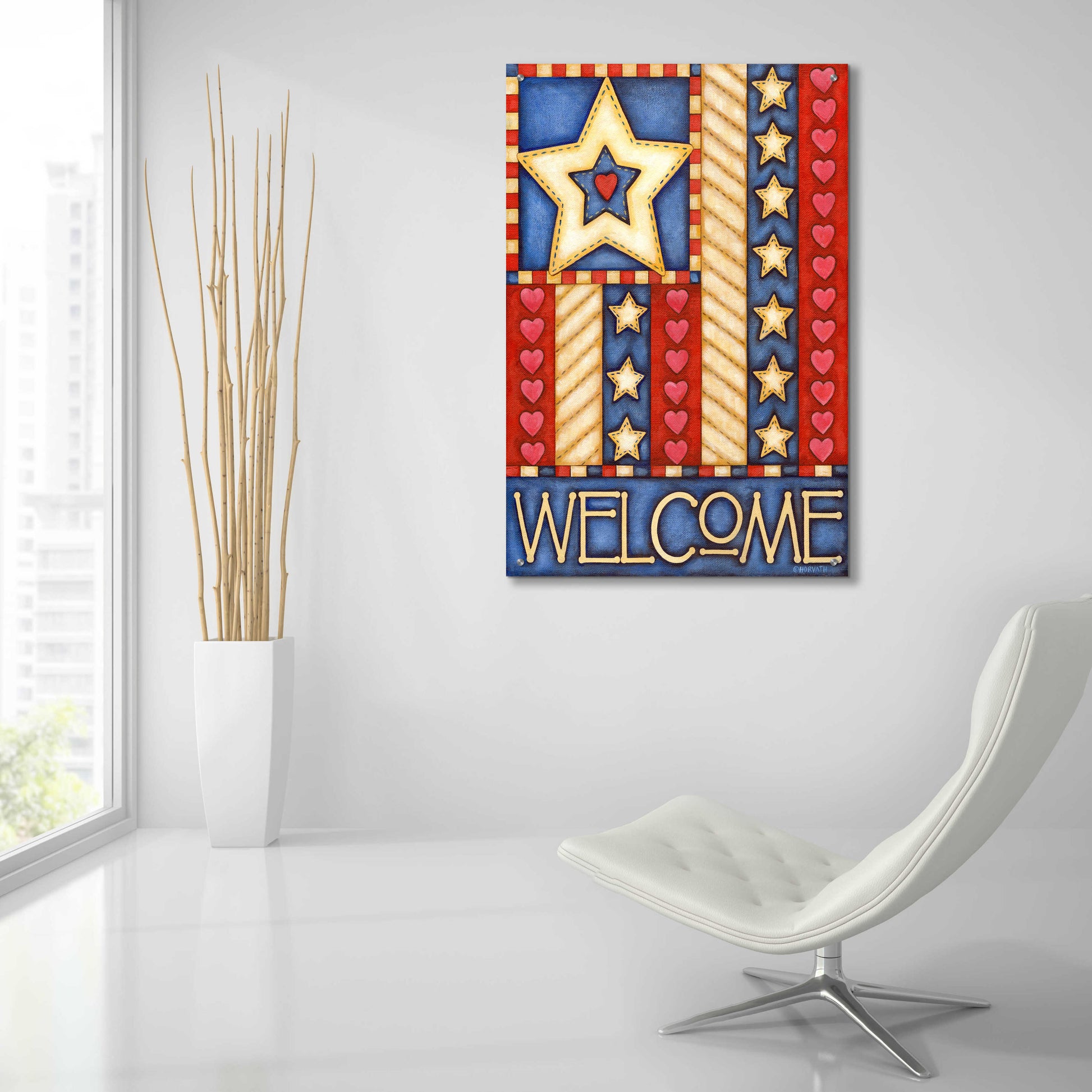 Epic Art 'American Star Welcome' by Cathy Horvath-Buchanan, Acrylic Glass Wall Art,24x36