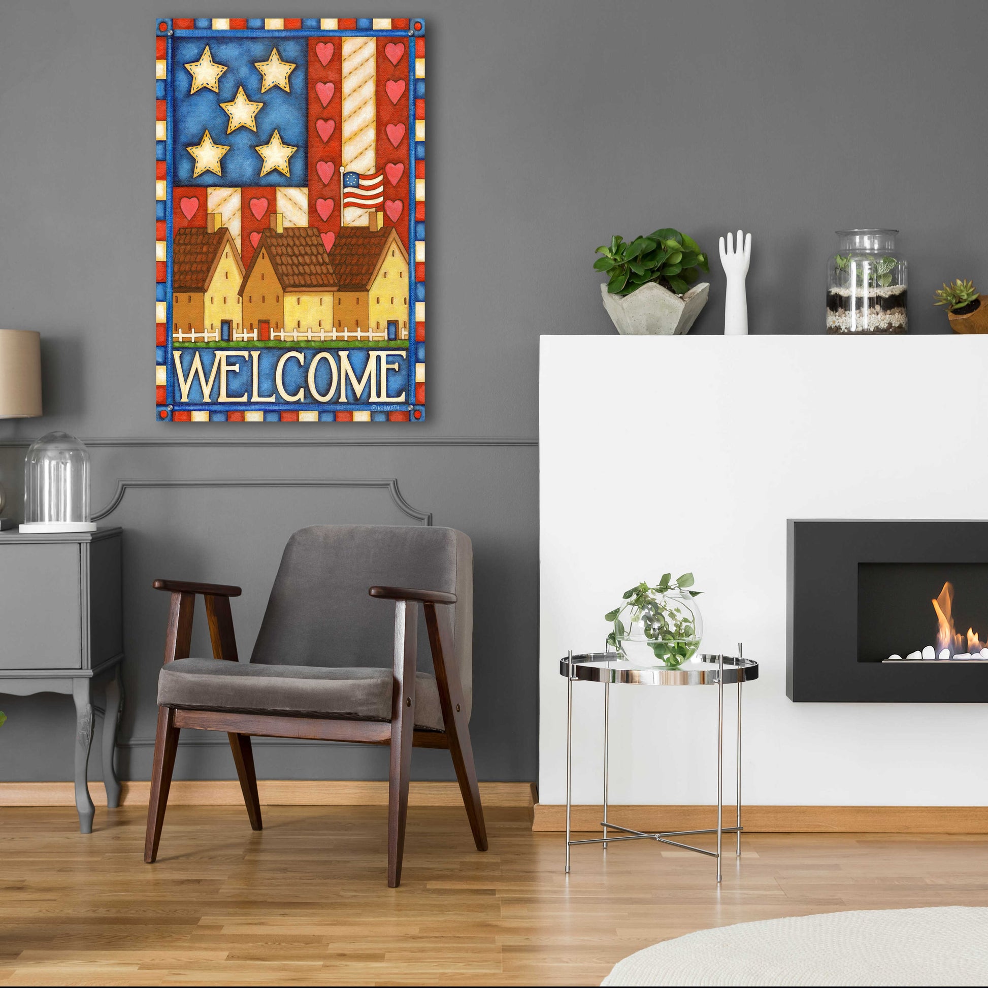 Epic Art 'American Welcome Cottage' by Cathy Horvath-Buchanan, Acrylic Glass Wall Art,24x36