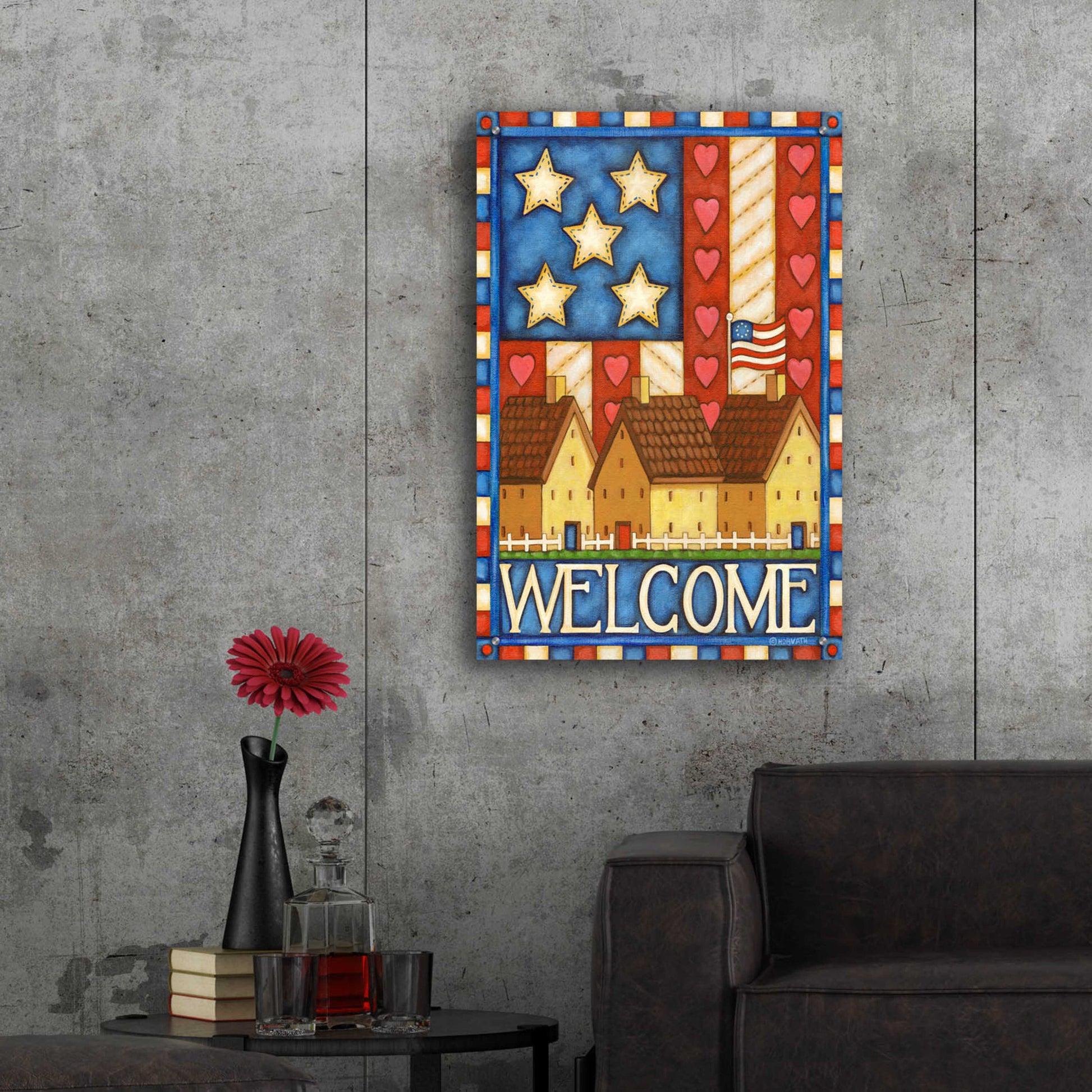 Epic Art 'American Welcome Cottage' by Cathy Horvath-Buchanan, Acrylic Glass Wall Art,24x36