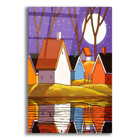 Epic Art 'Purple Sky and Stars Cottages' by Cathy Horvath-Buchanan, Acrylic Glass Wall Art