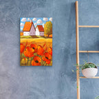 Red Flower Fields Landscape by Cathy Horvath - 16x24 acrylic wall art in a room